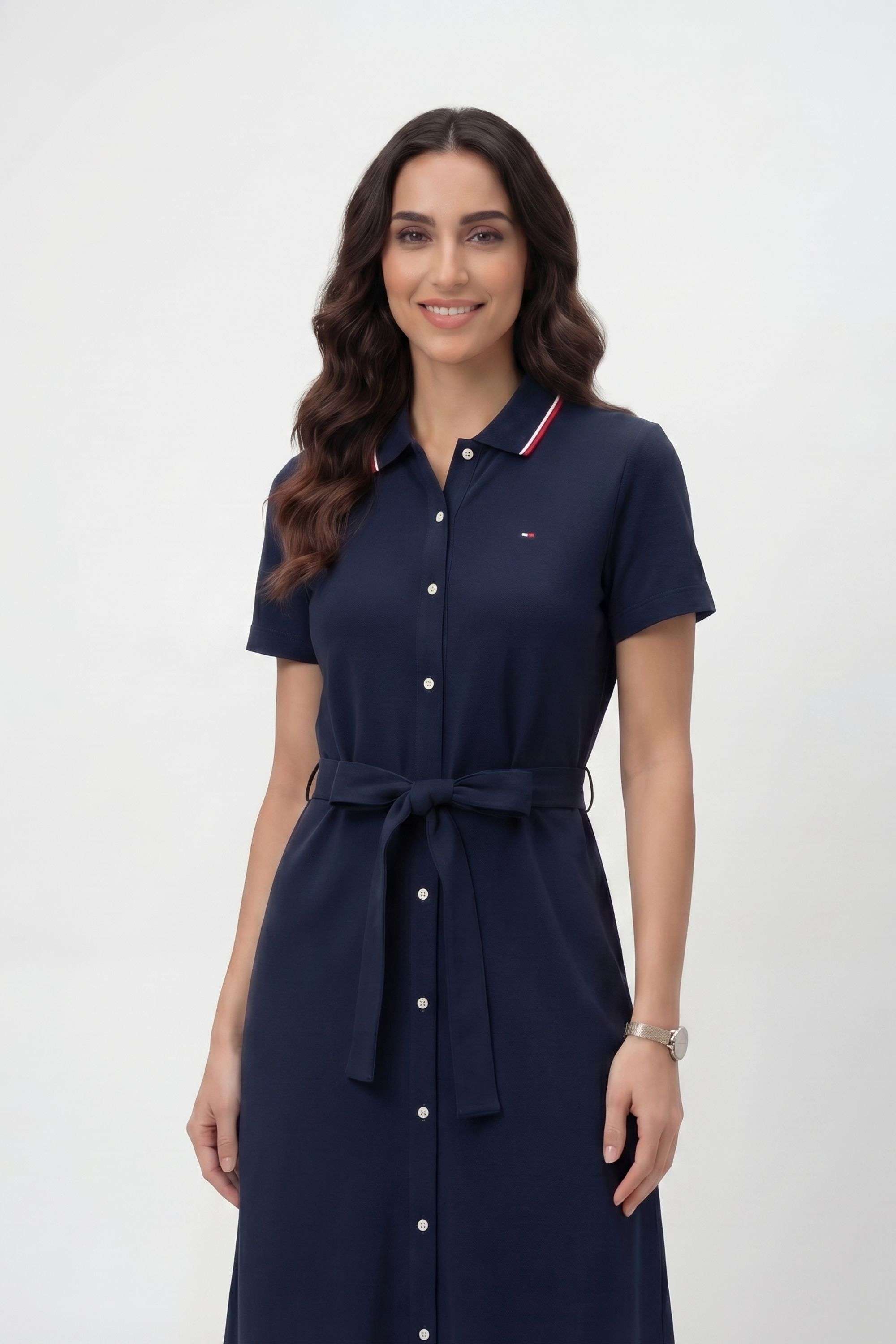 tommy hilfiger Solid Collared Blended Fabric Women's Dress-picture-18
