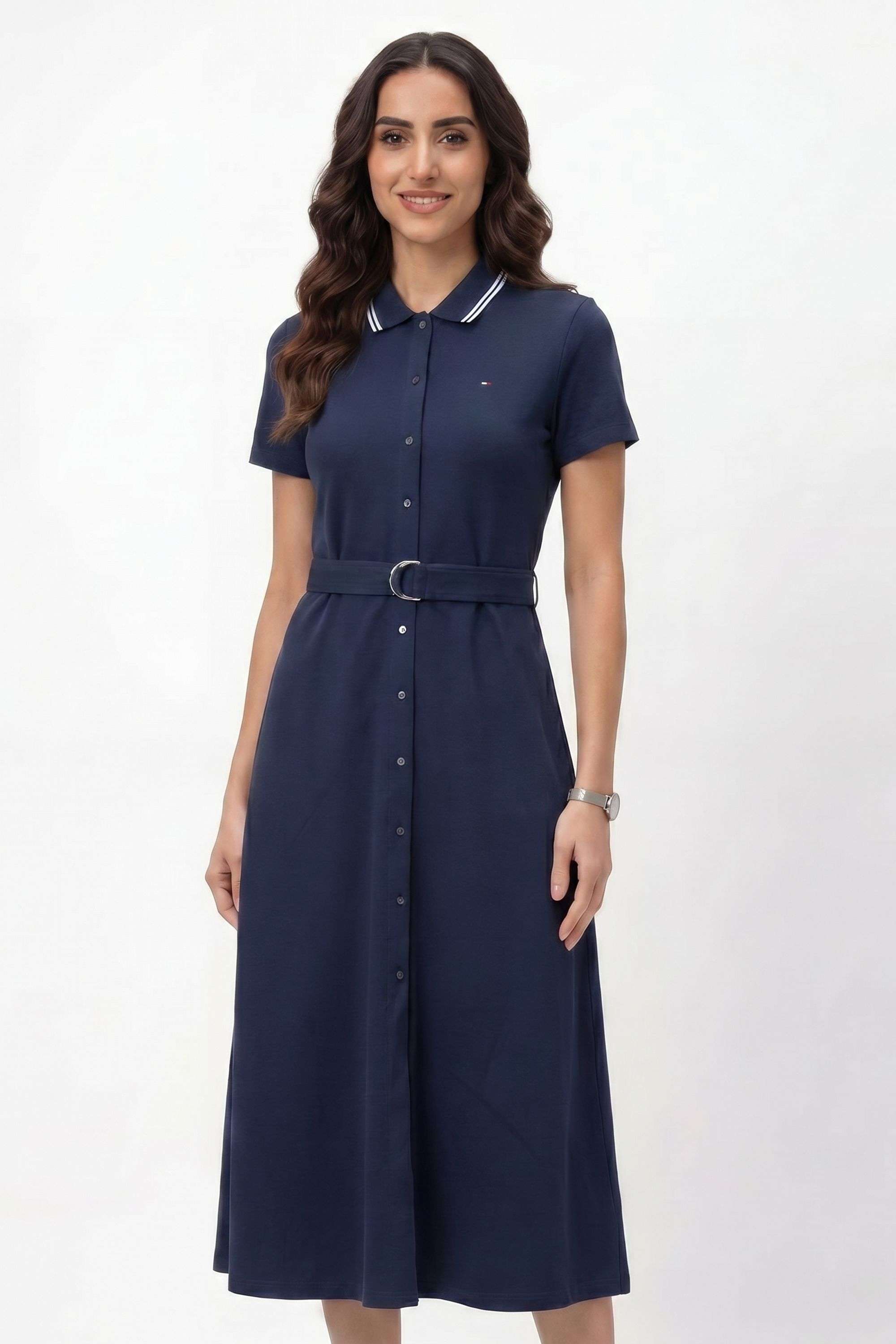 tommy hilfiger Solid Collared Blended Fabric Women's Dress-picture-21