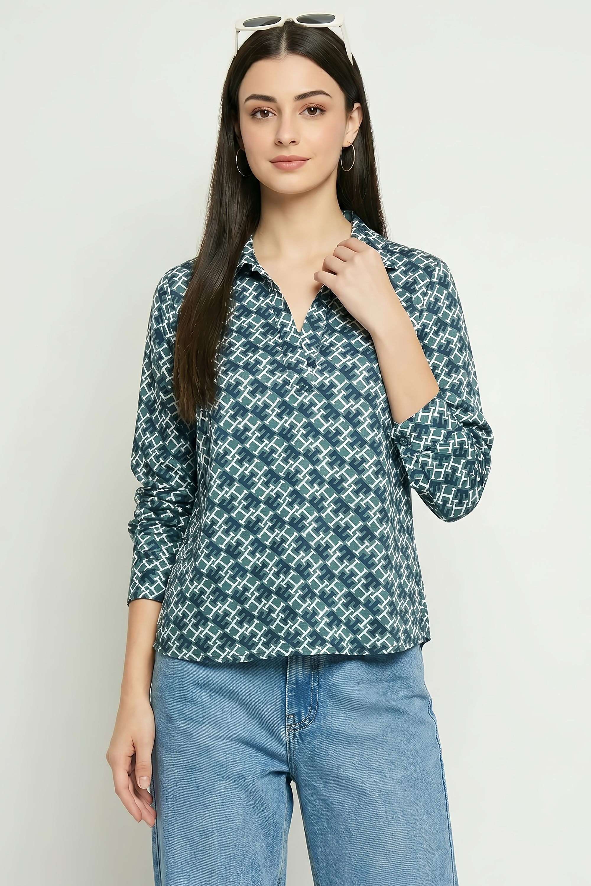 tommy hilfiger Solid Collared Blended Fabric Women's Casual Wear Shirt-picture-19