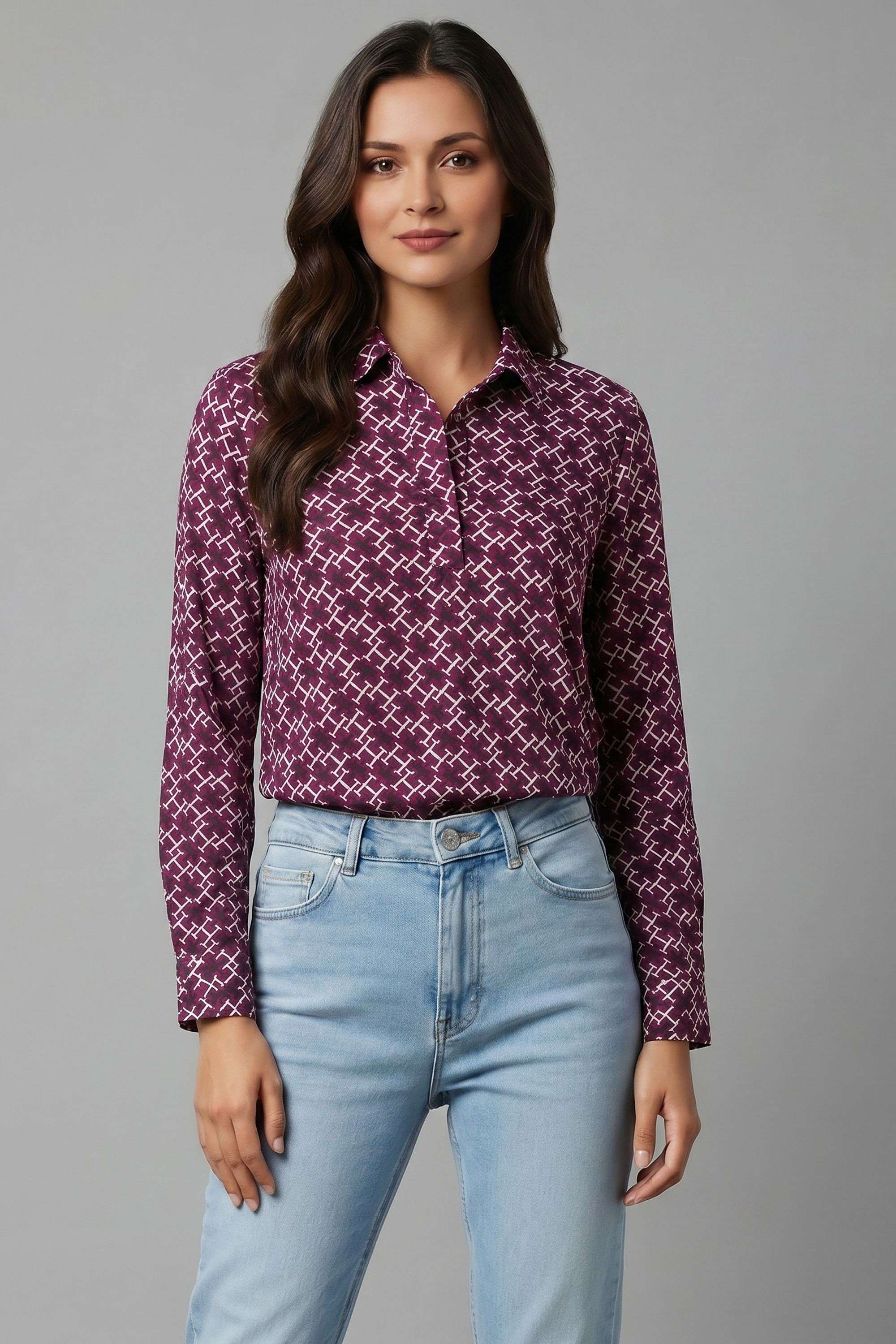 tommy hilfiger Solid Collared Blended Fabric Women's Casual Wear Shirt-picture-15