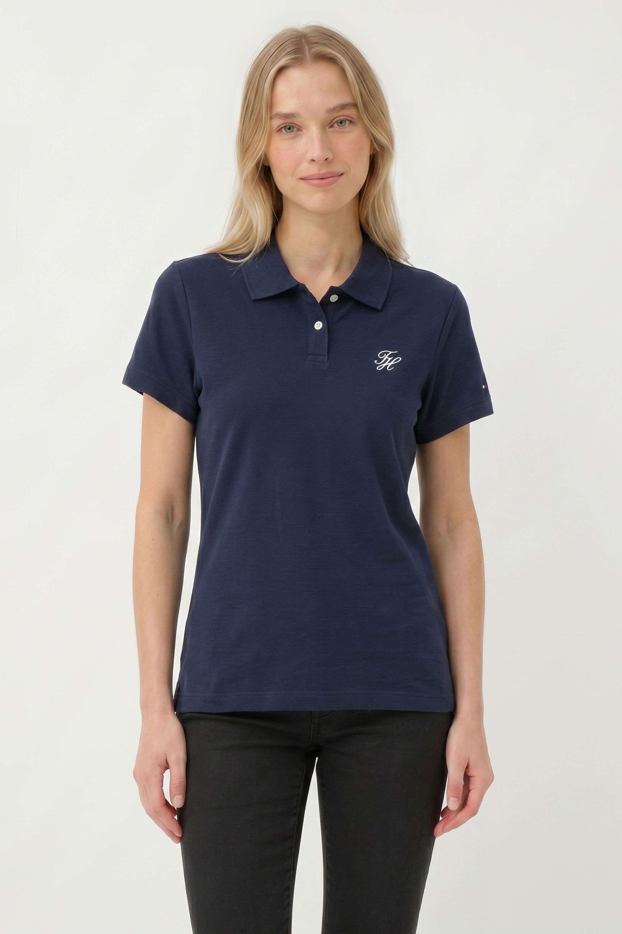 tommy hilfiger Solid Blended Fabric Collared Women's T-Shirt-picture-32