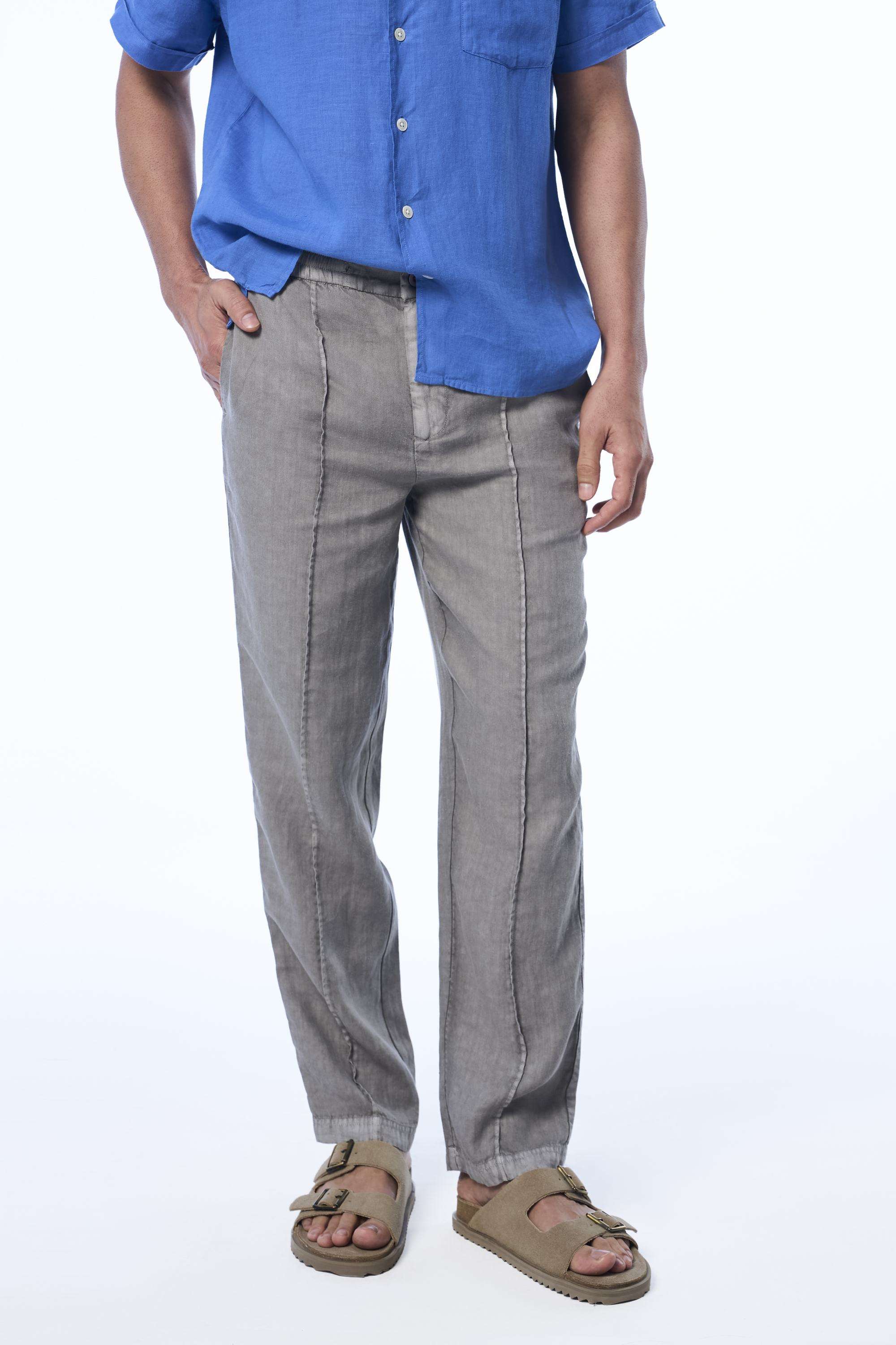 Solid-Linen-Tapered-Fit-Men-s-Casual-Trousers