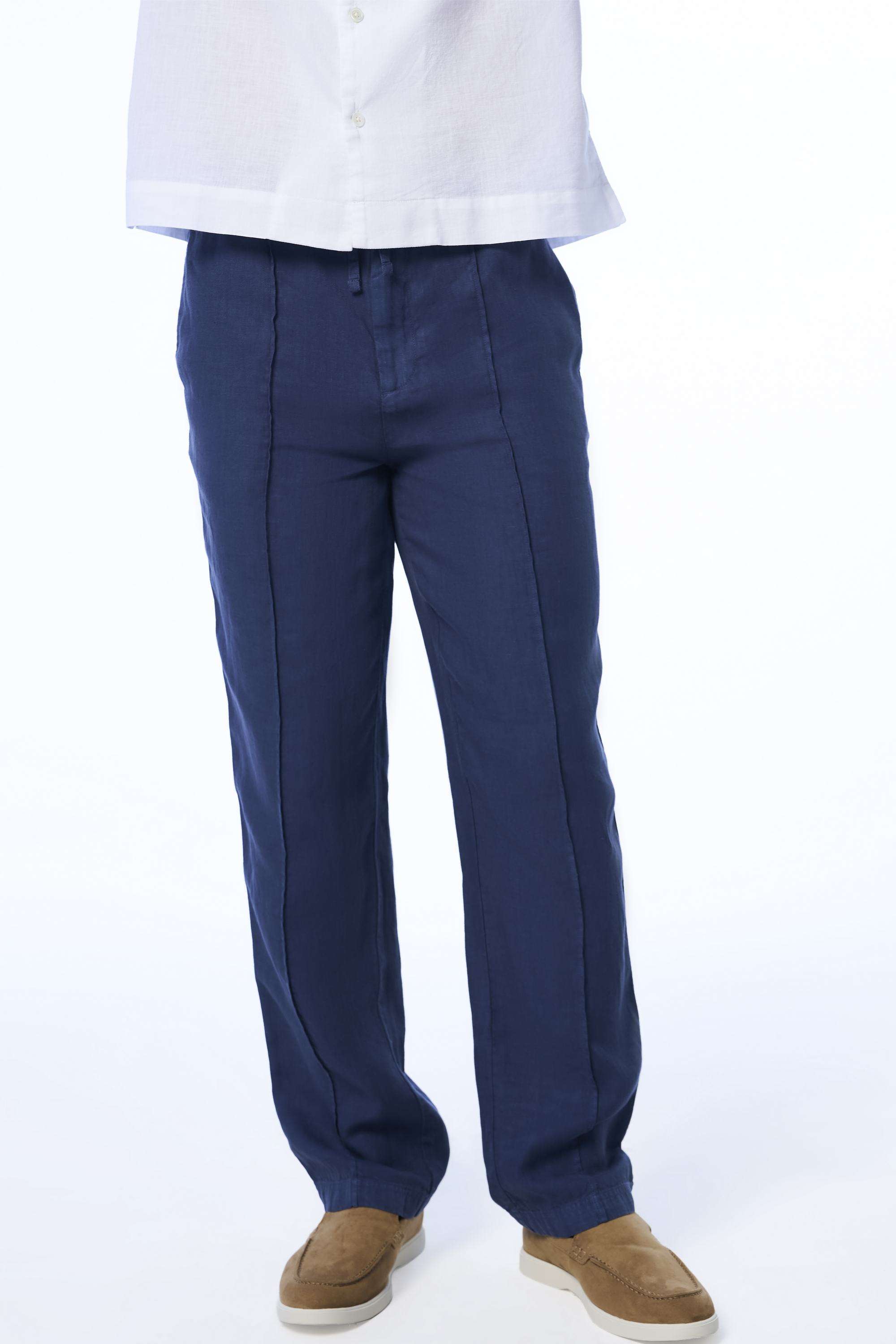 Solid-Linen-Tapered-Fit-Men-s-Casual-Trousers