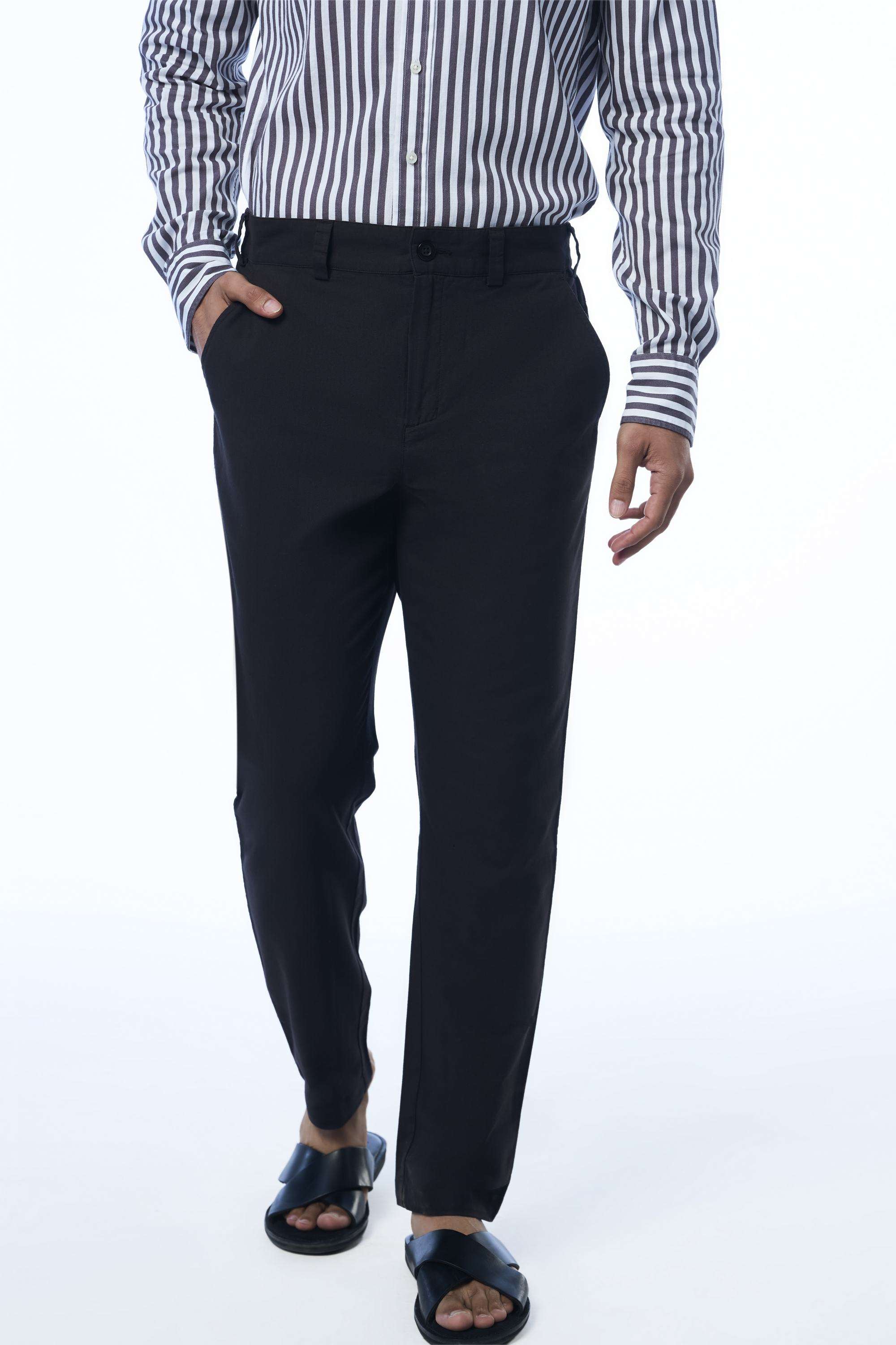 Solid-Khadi-Cotton-Slim-Fit-Men-s-Casual-Trousers