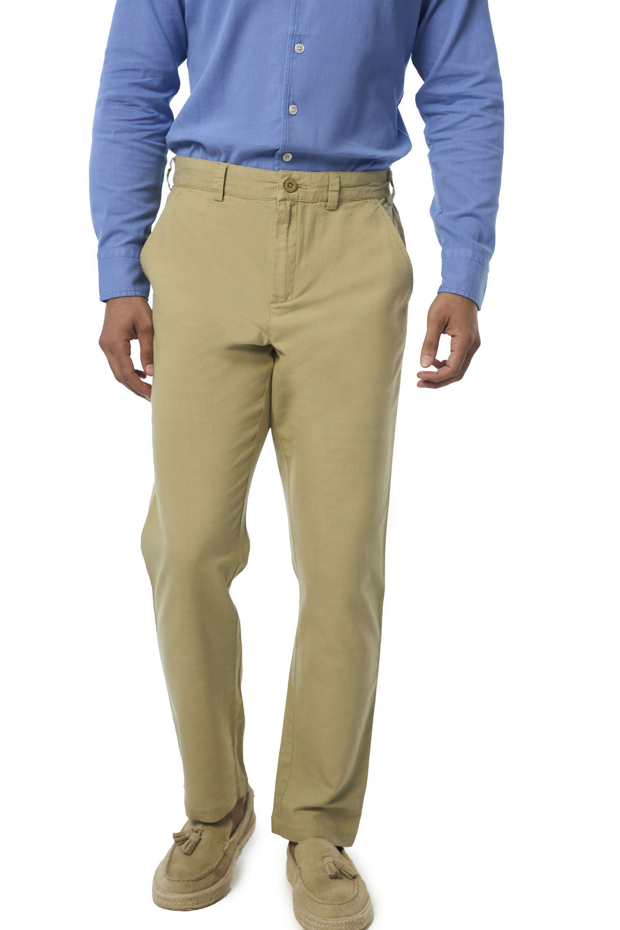 Solid-Khadi-Cotton-Slim-Fit-Men-s-Casual-Trousers