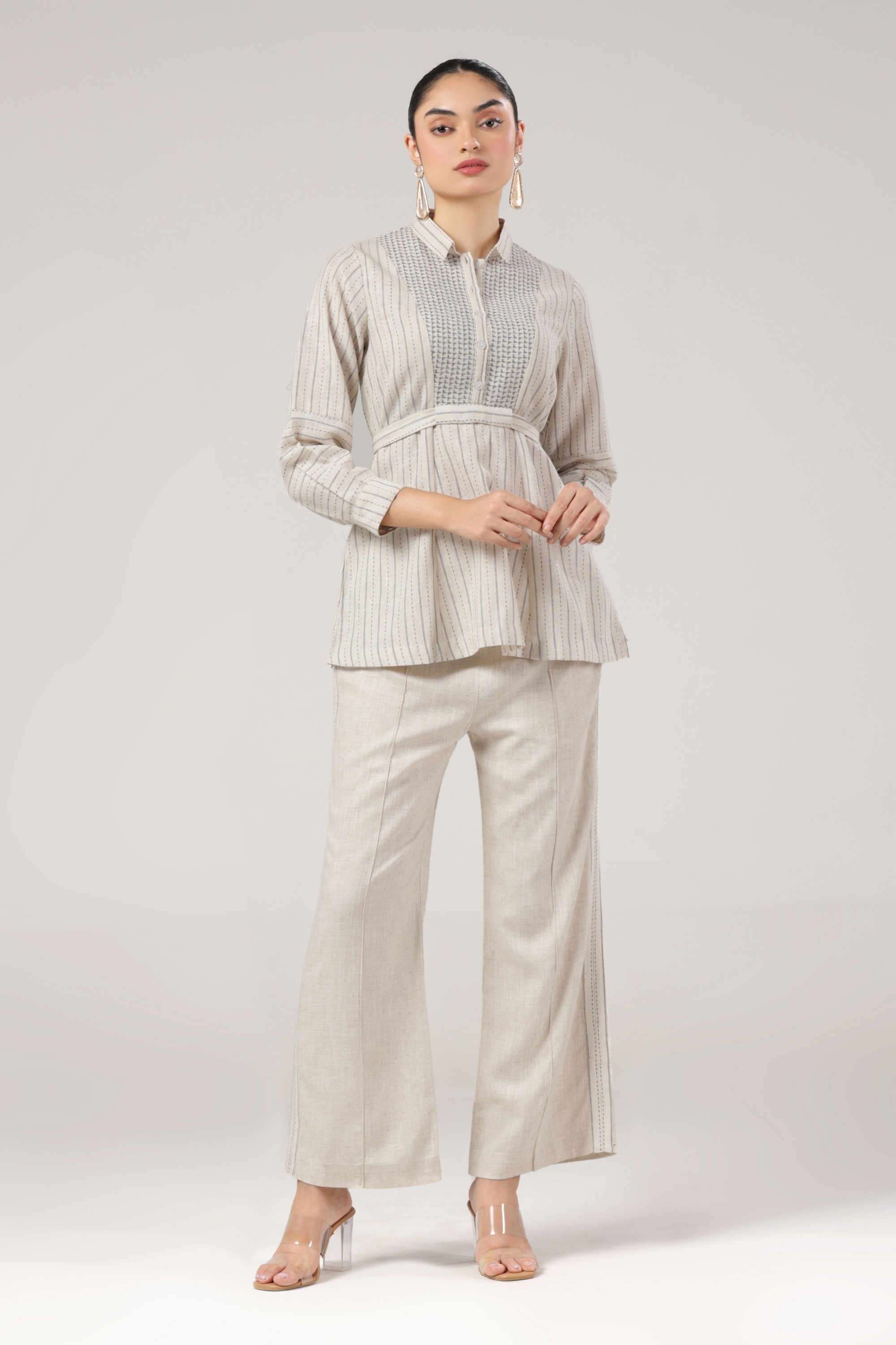Printed-Cotton-Blend-Collared-Women-s-Casual-Wear-Co-Ord-Set