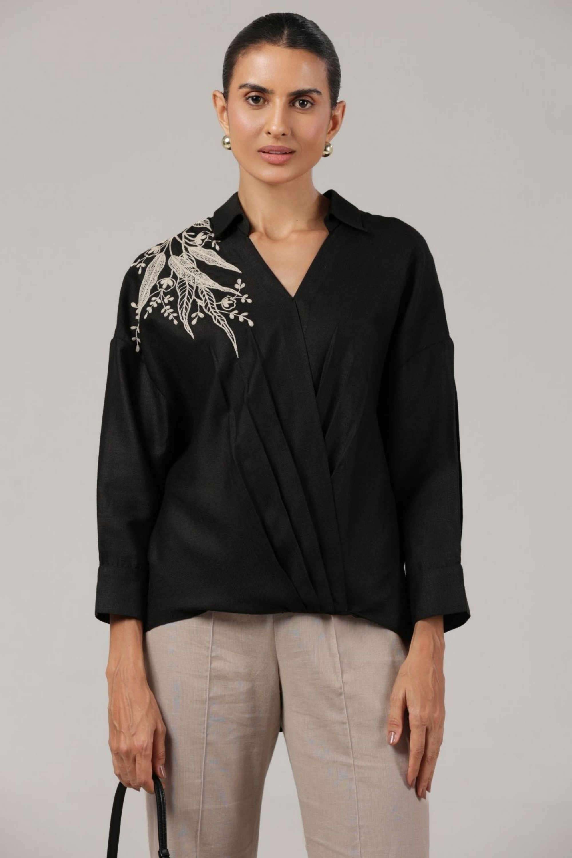 Embroidered-Cotton-Collared-Women-s-Top