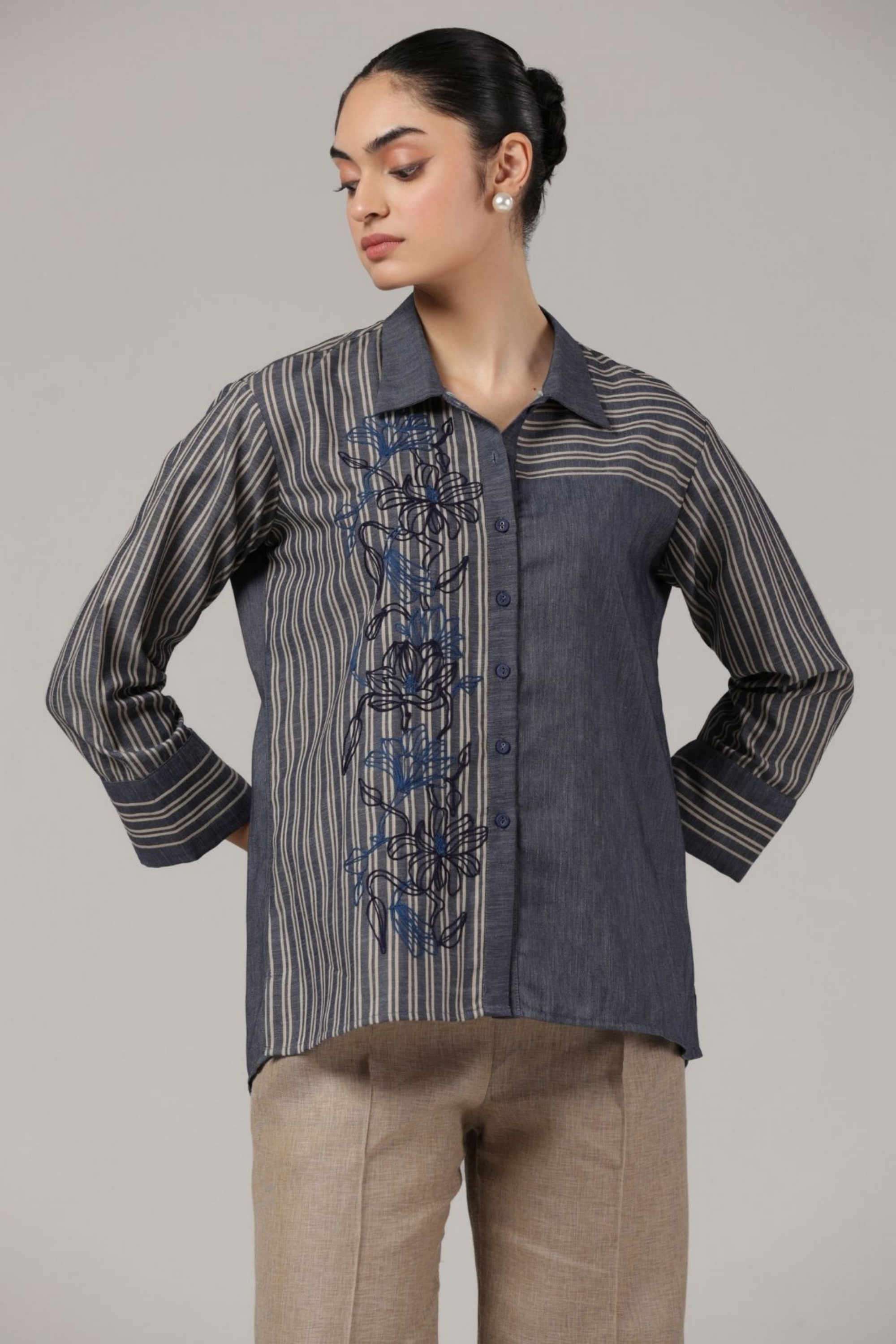 Embroidered-Cotton-Collared-Women-s-Top