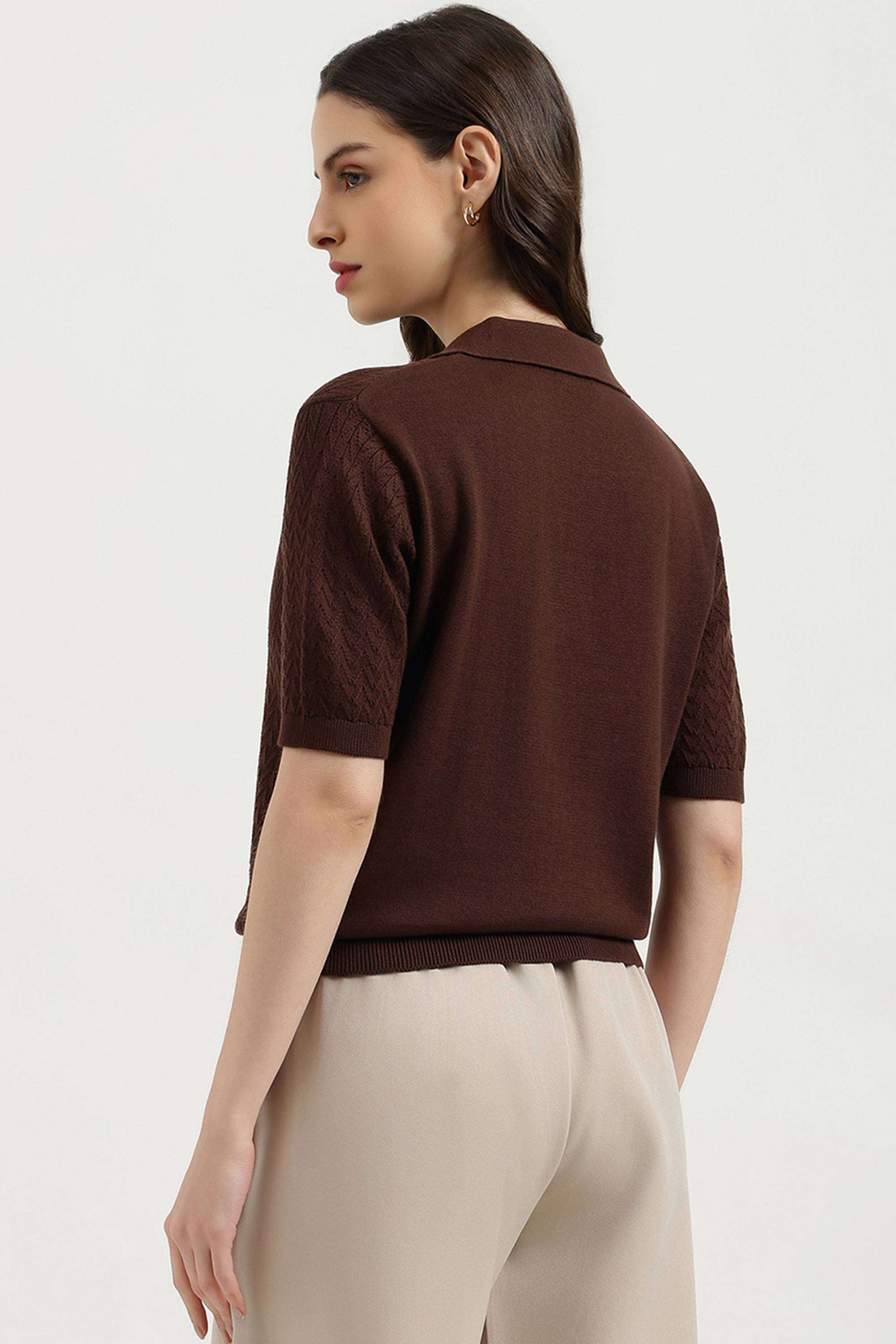 Solid-Cotton-Collared-Women-s-Top