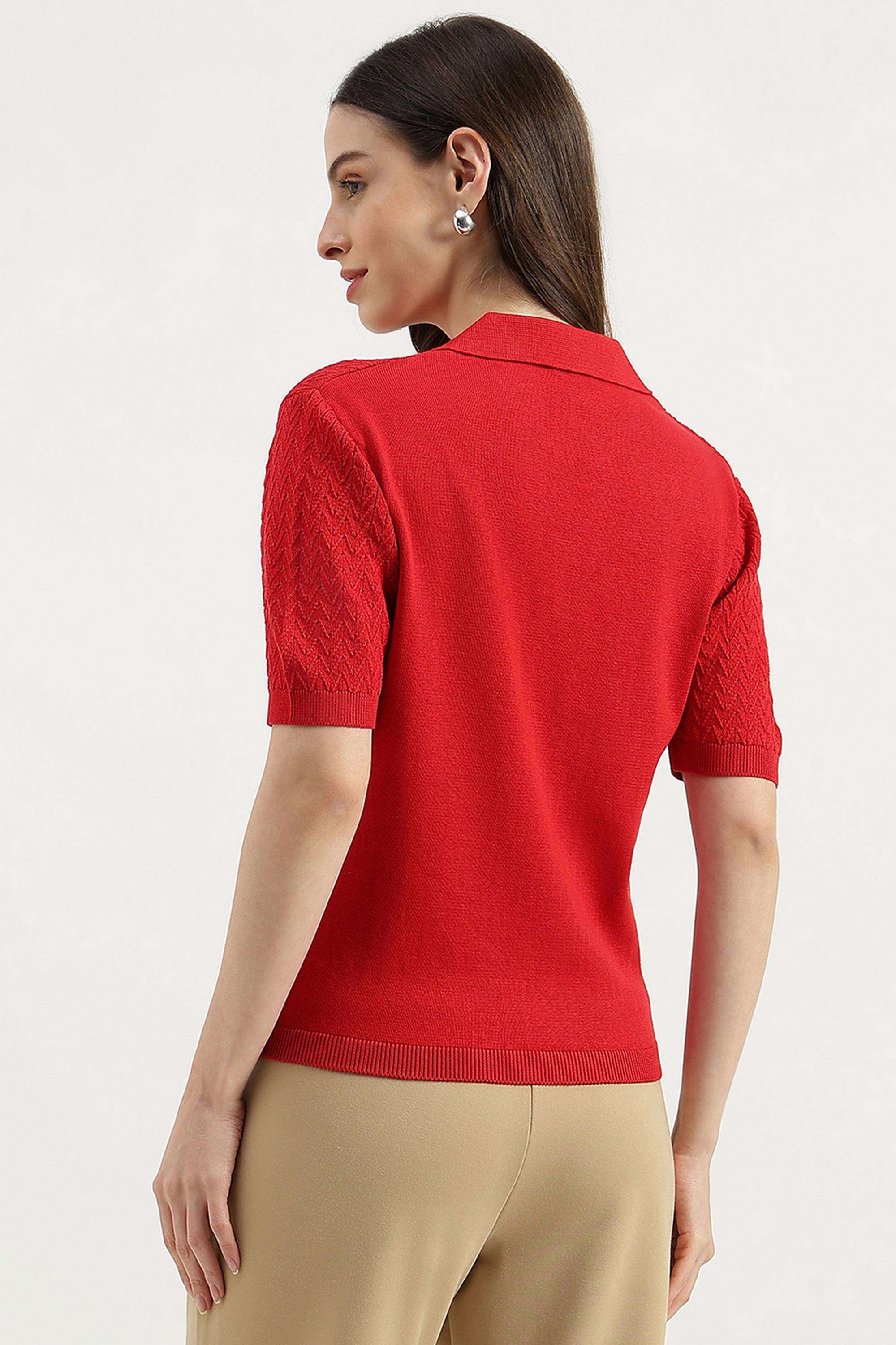 Solid-Cotton-Collared-Women-s-Top