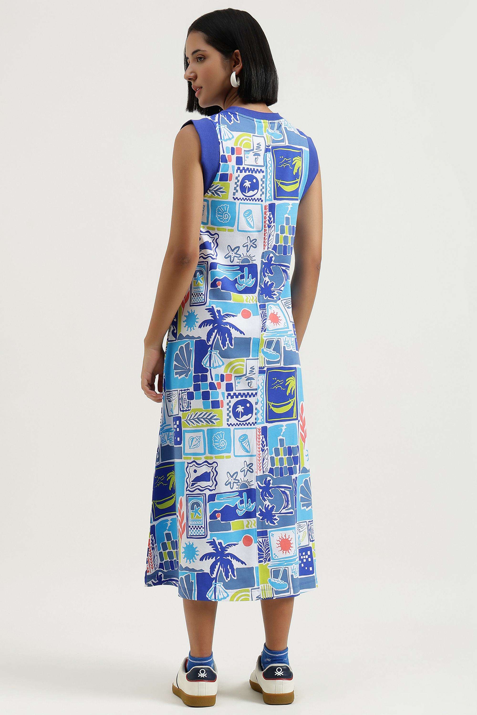 Printed-Cotton-Round-Neck-Women-s-Dress
