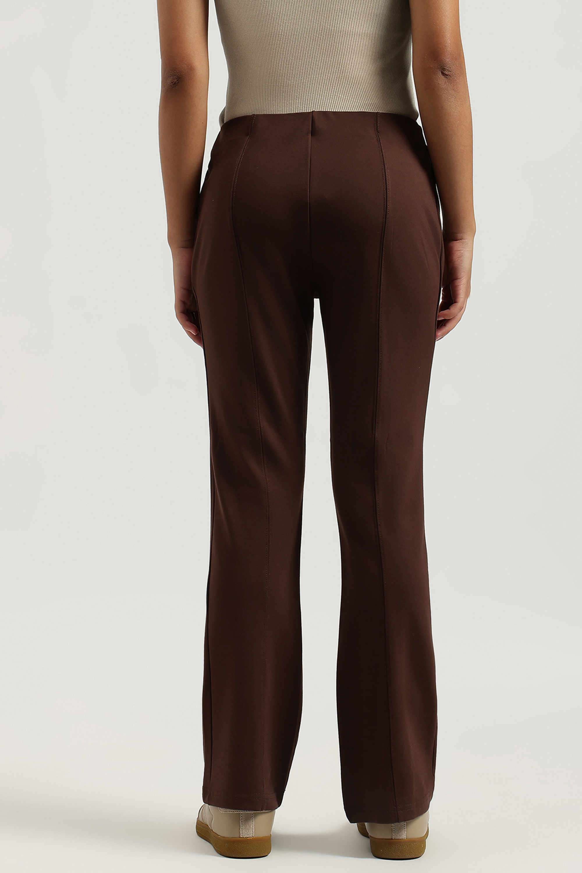 Solid-Blended-Fabric-Regular-Fit-Women-s-Pants