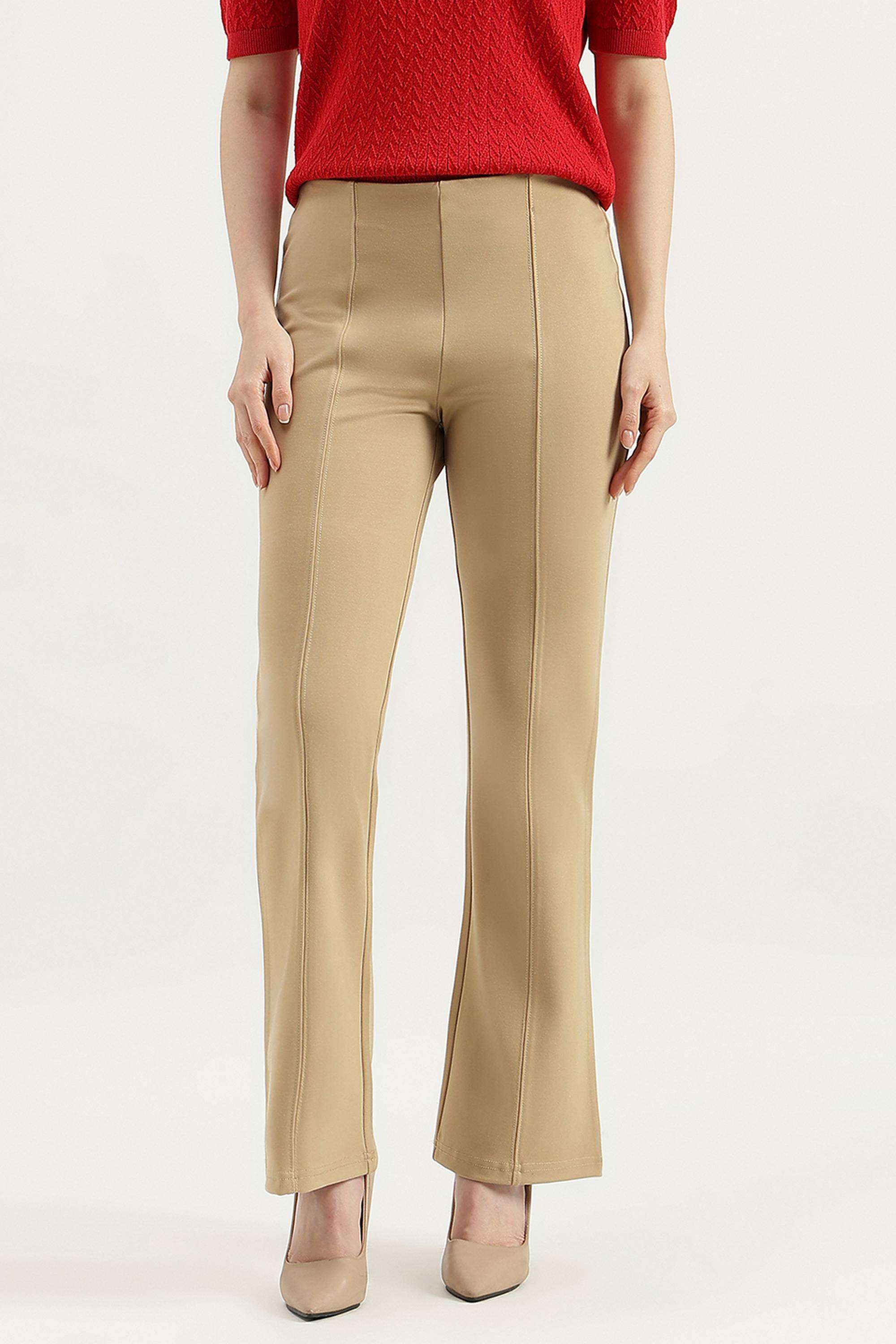 Solid-Blended-Fabric-Women-s-Casual-Wear-Pants