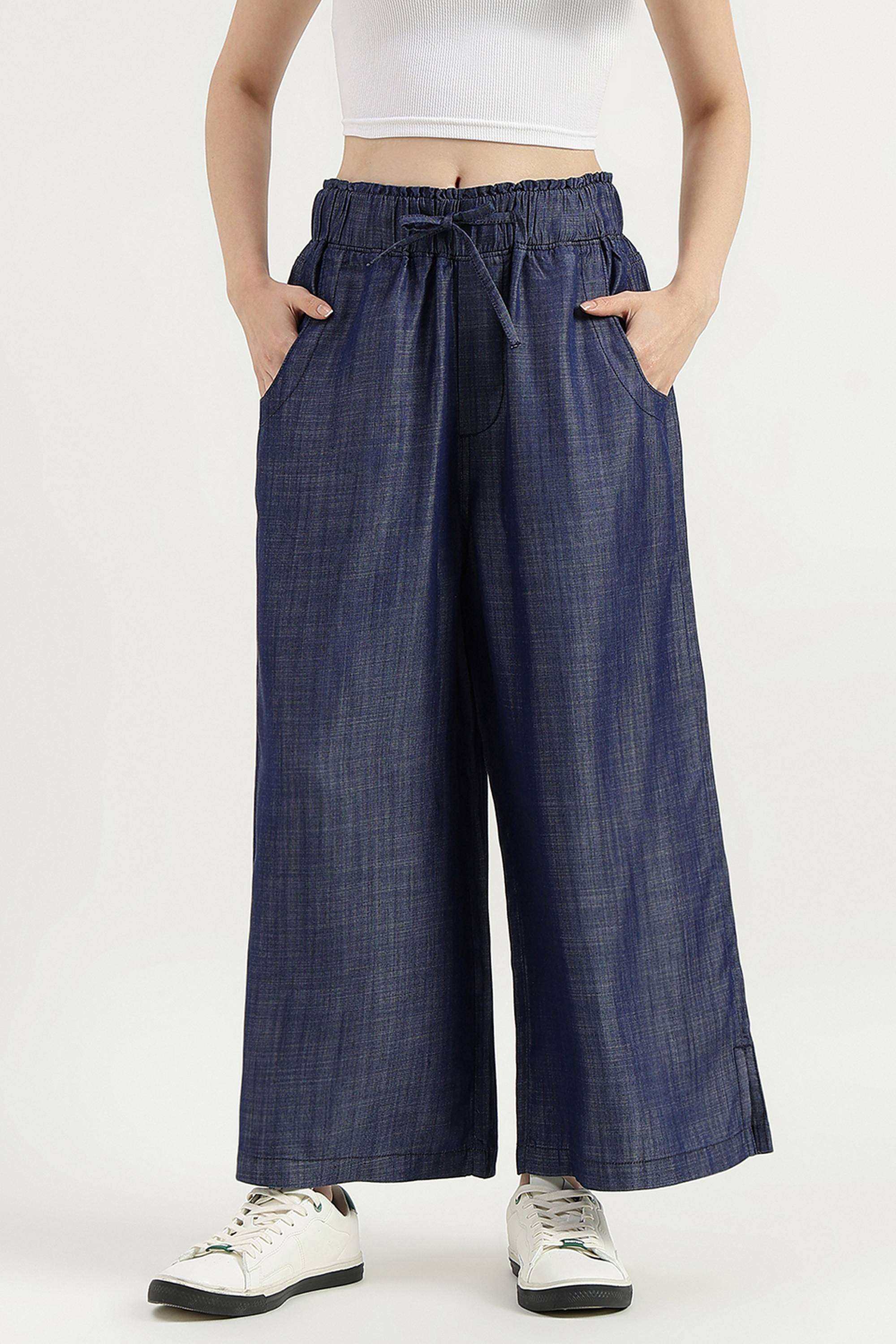 Solid-Relaxed-Fit-Blended-Fabric-Women-s-Casual-Wear-Jeans