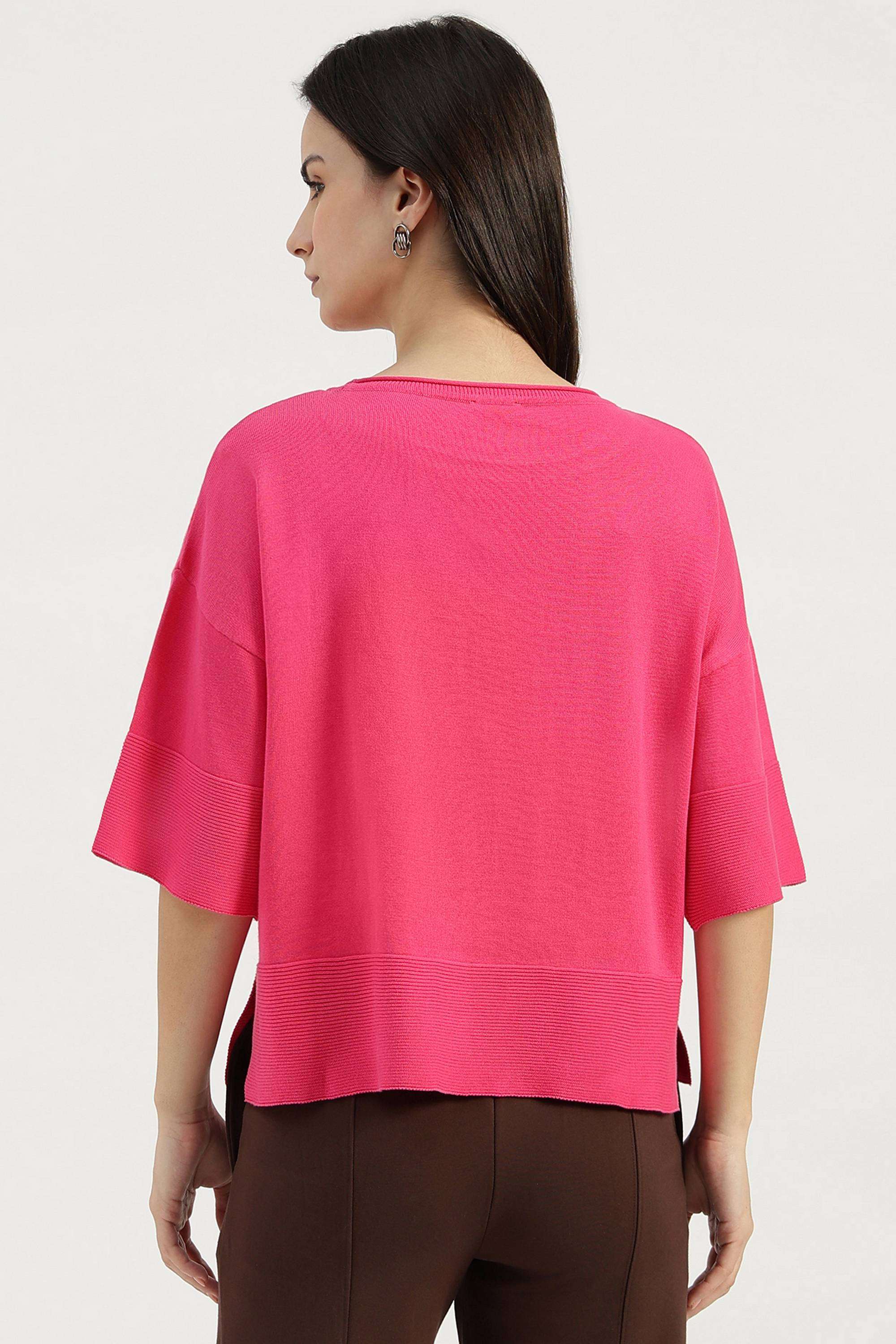 Solid-Cotton-Round-Neck-Women-s-Top