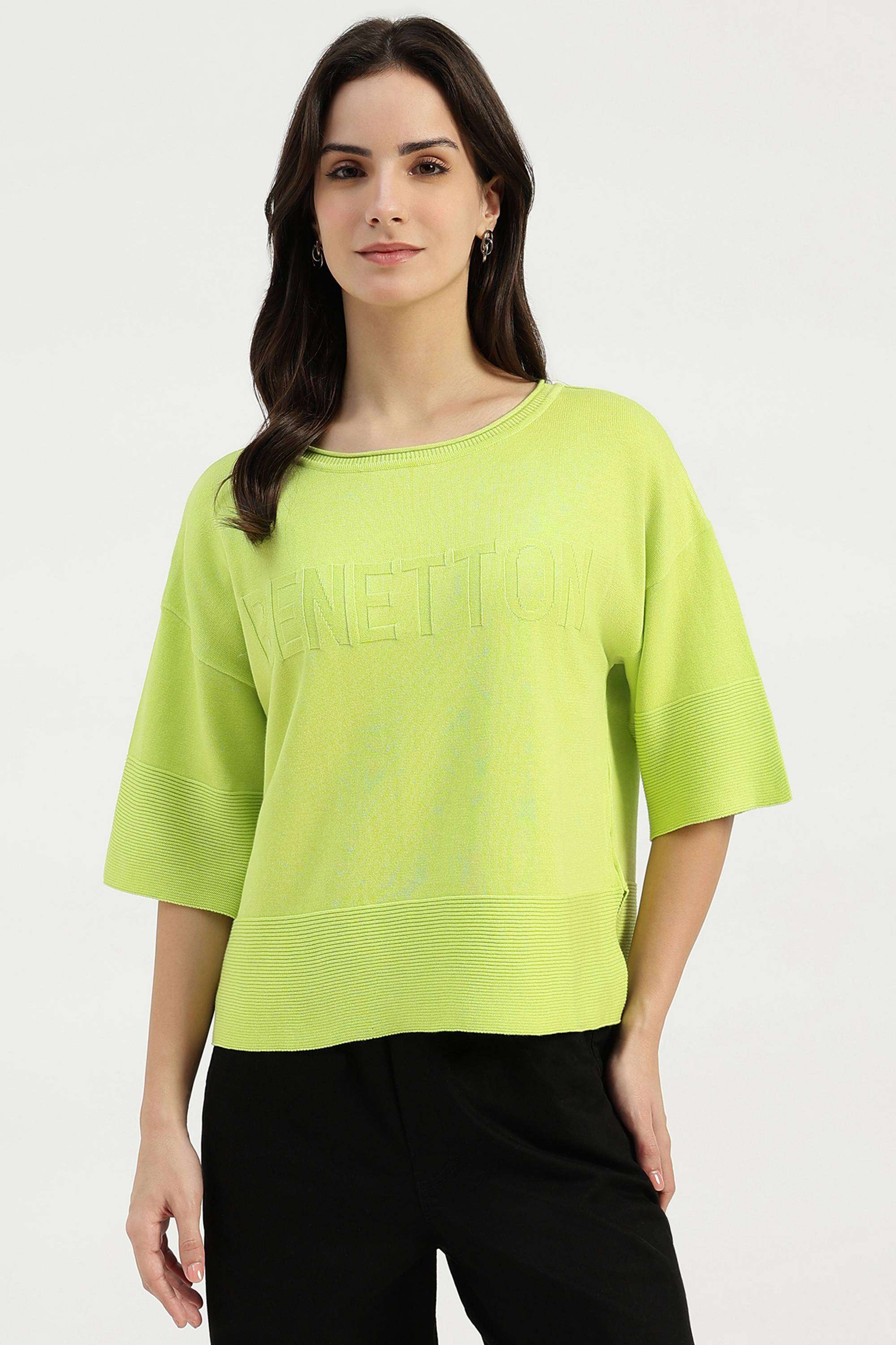 Solid-Cotton-Round-Neck-Women-s-Top