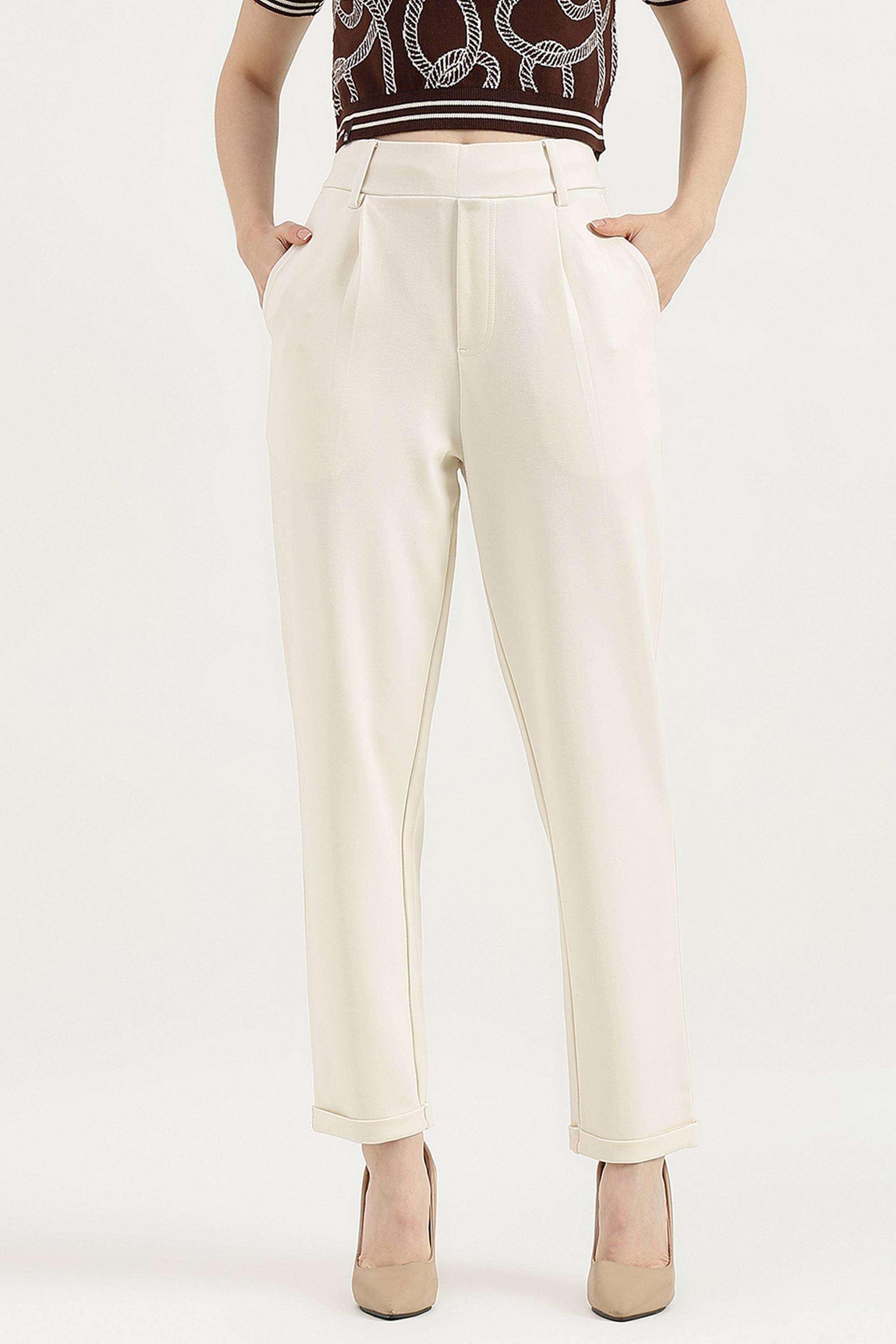Solid-Blended-Fabric-Women-s-Casual-Wear-Pants