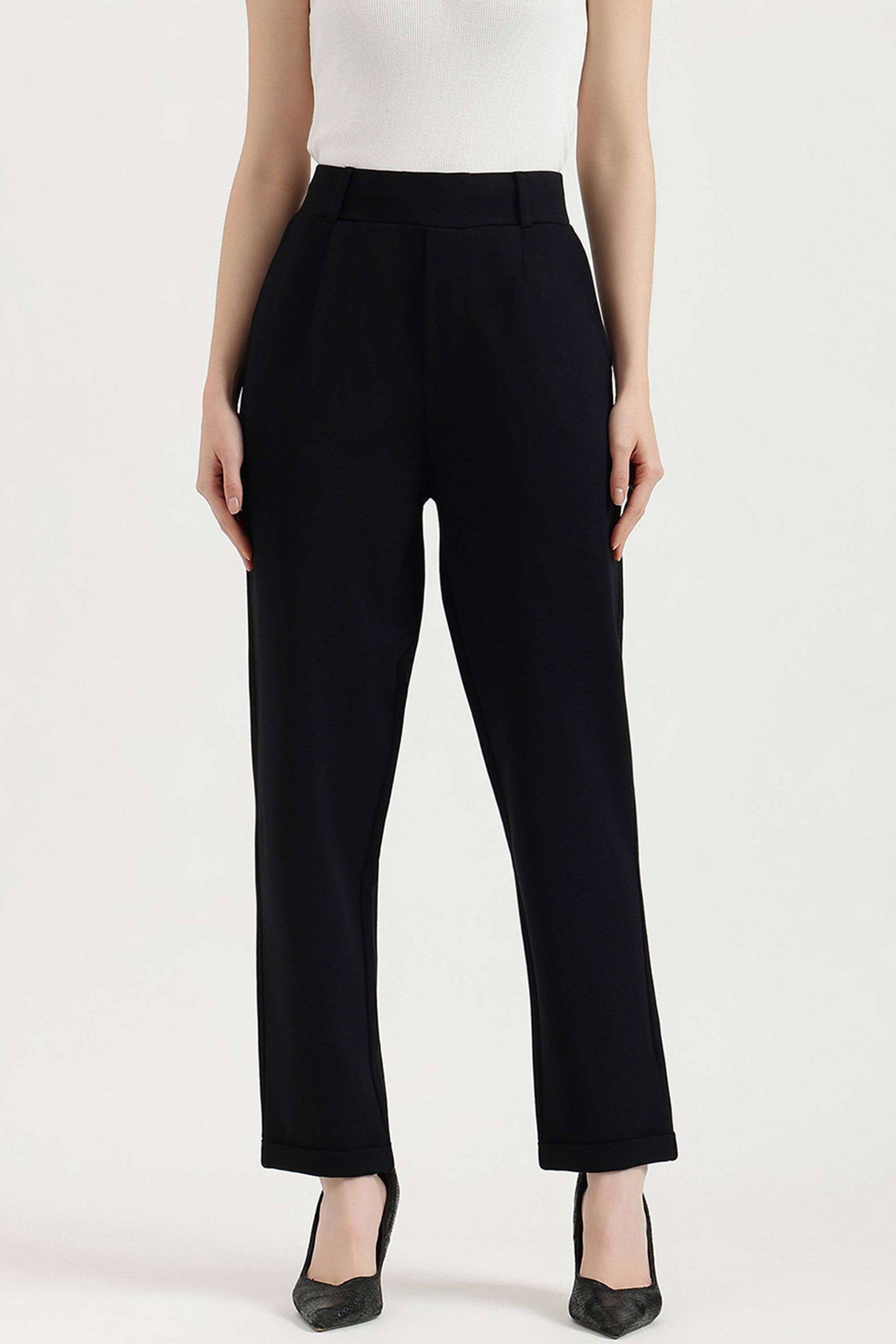 Solid-Blended-Fabric-Women-s-Casual-Wear-Pants