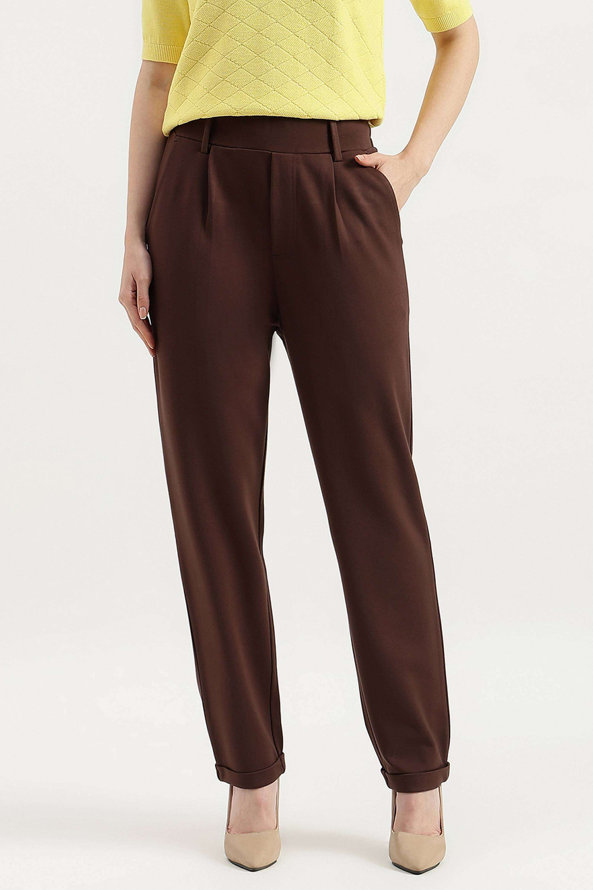 Solid-Blended-Fabric-Women-s-Casual-Wear-Pants