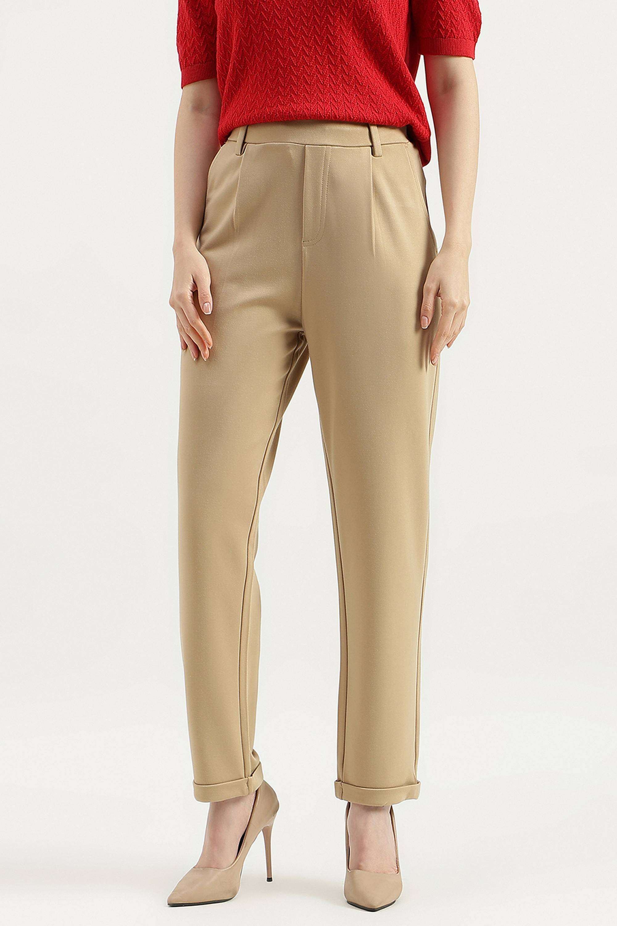 Solid-Blended-Fabric-Women-s-Casual-Wear-Pants