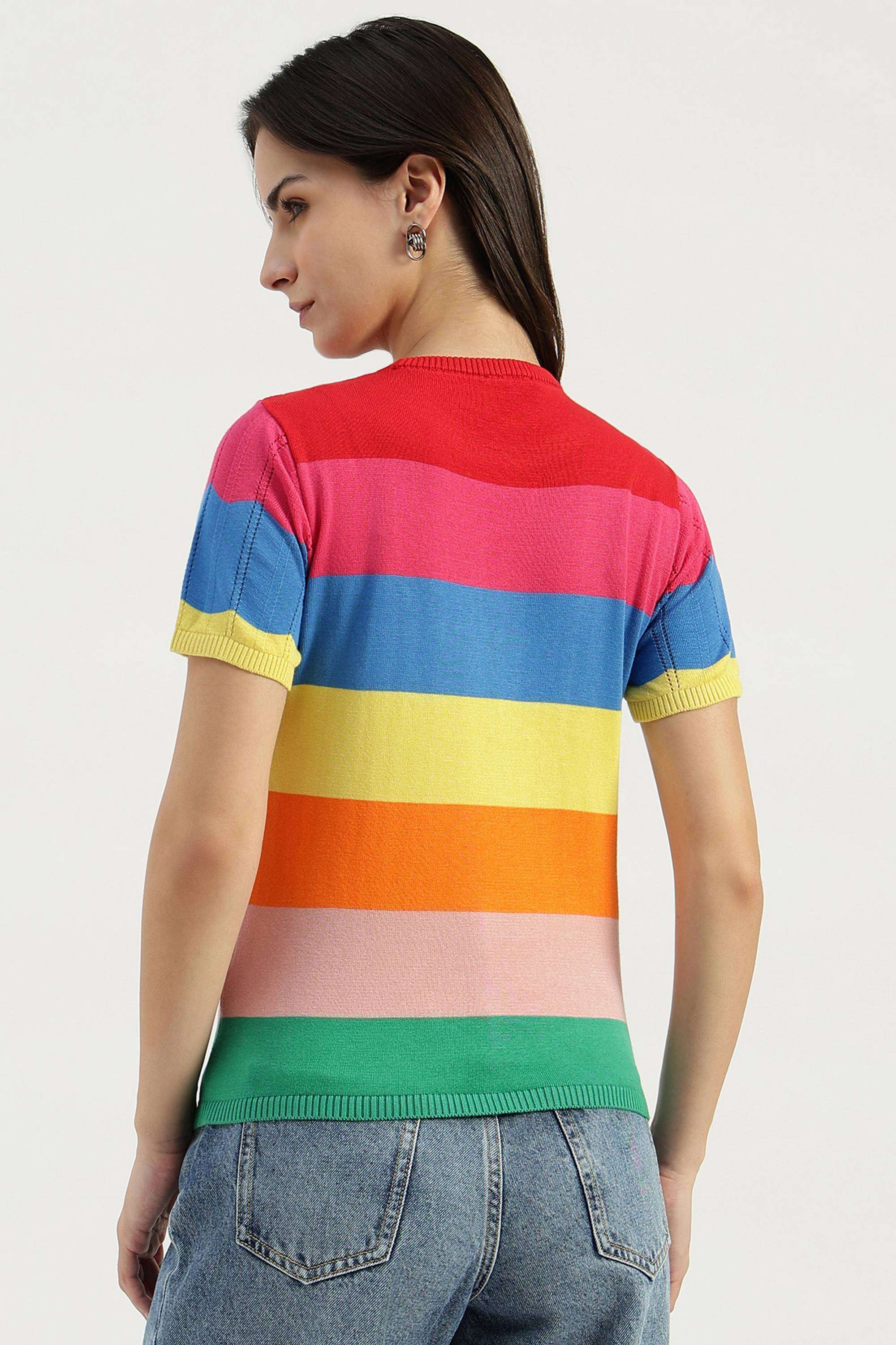 Stripes-Cotton-Round-Neck-Women-s-Top