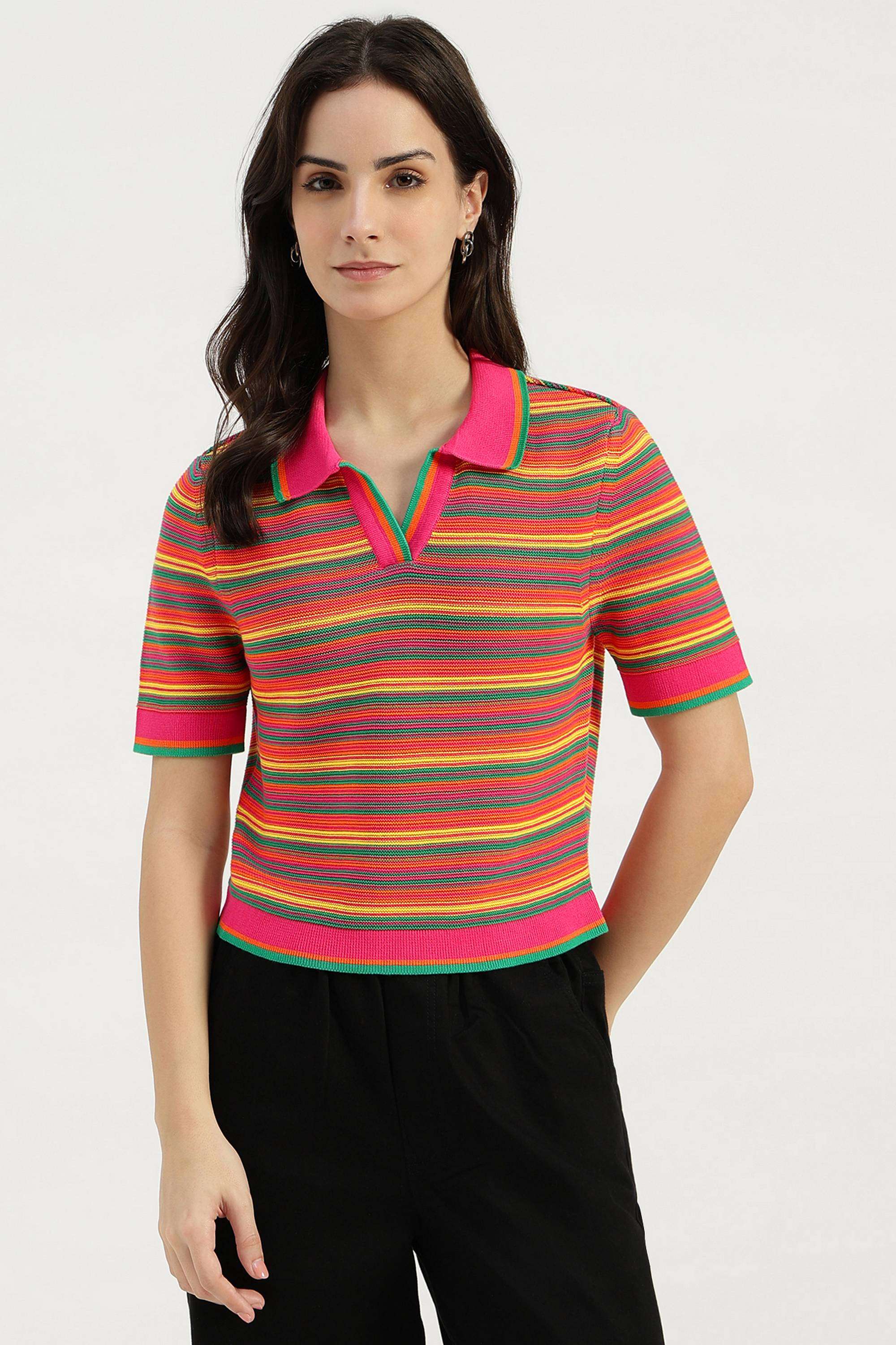 Stripes-Cotton-Round-Neck-Women-s-Top
