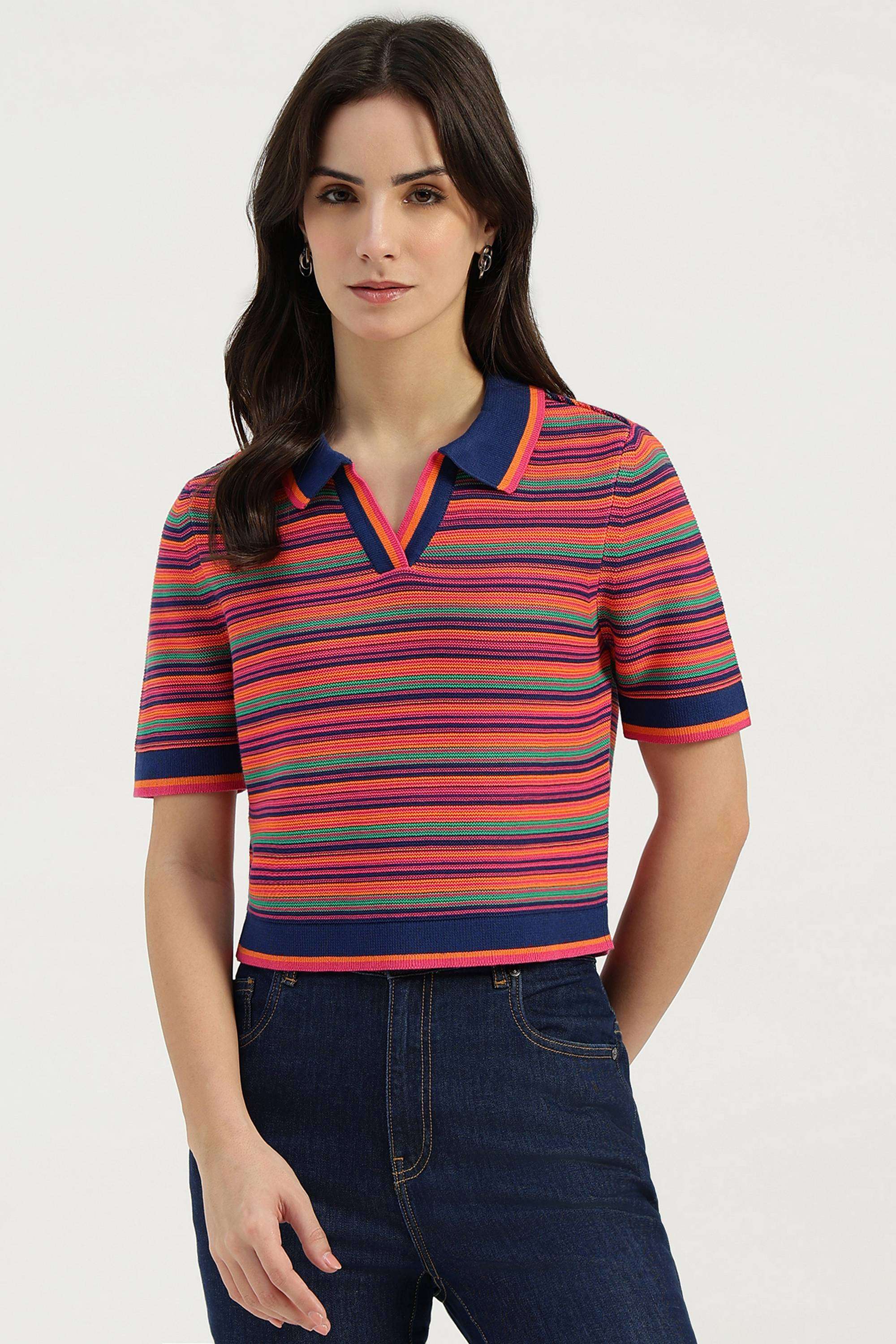 Stripes-Cotton-Round-Neck-Women-s-Top