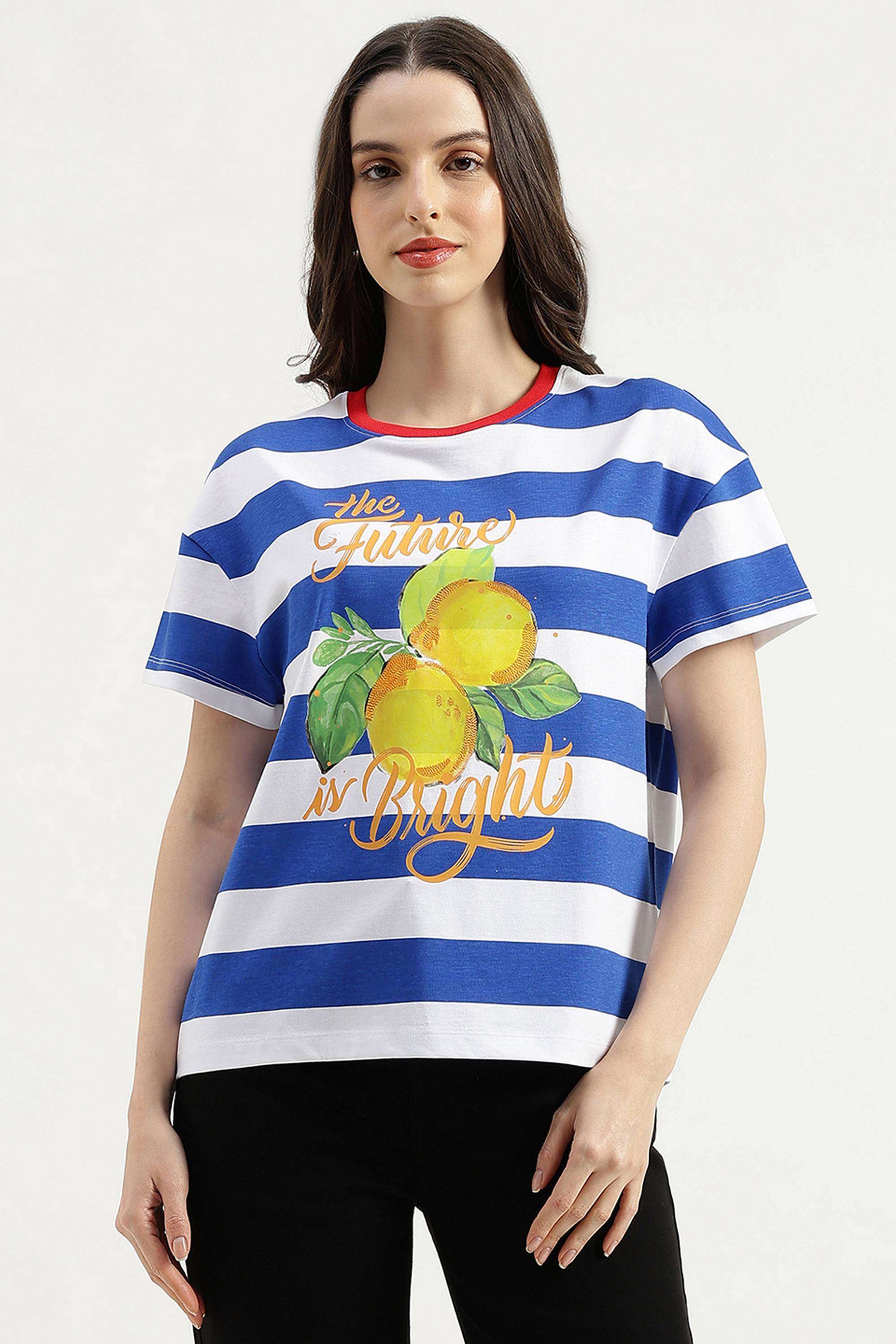 Stripes-Cotton-Round-Neck-Women-s-Top