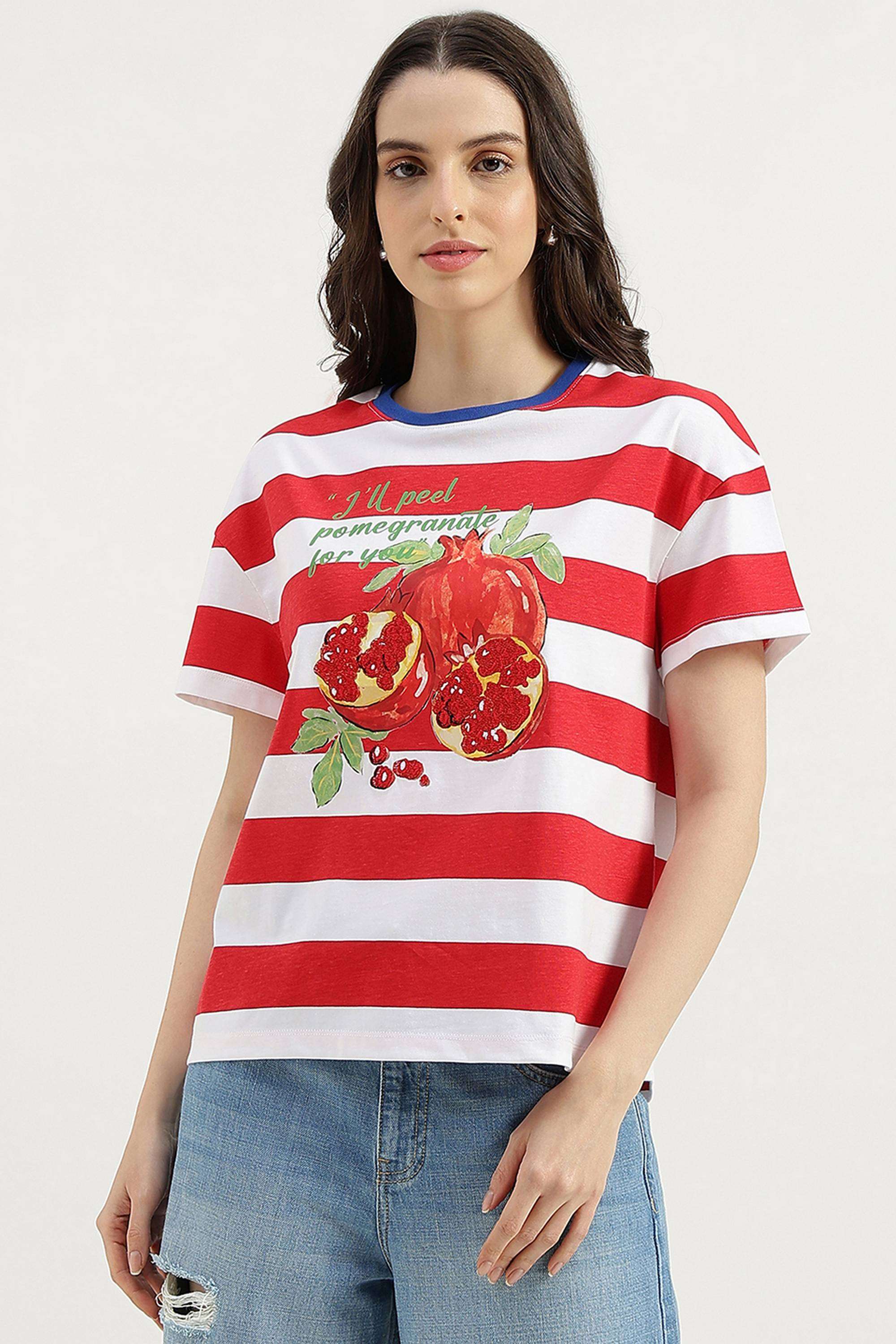 Stripes-Cotton-Round-Neck-Women-s-Top