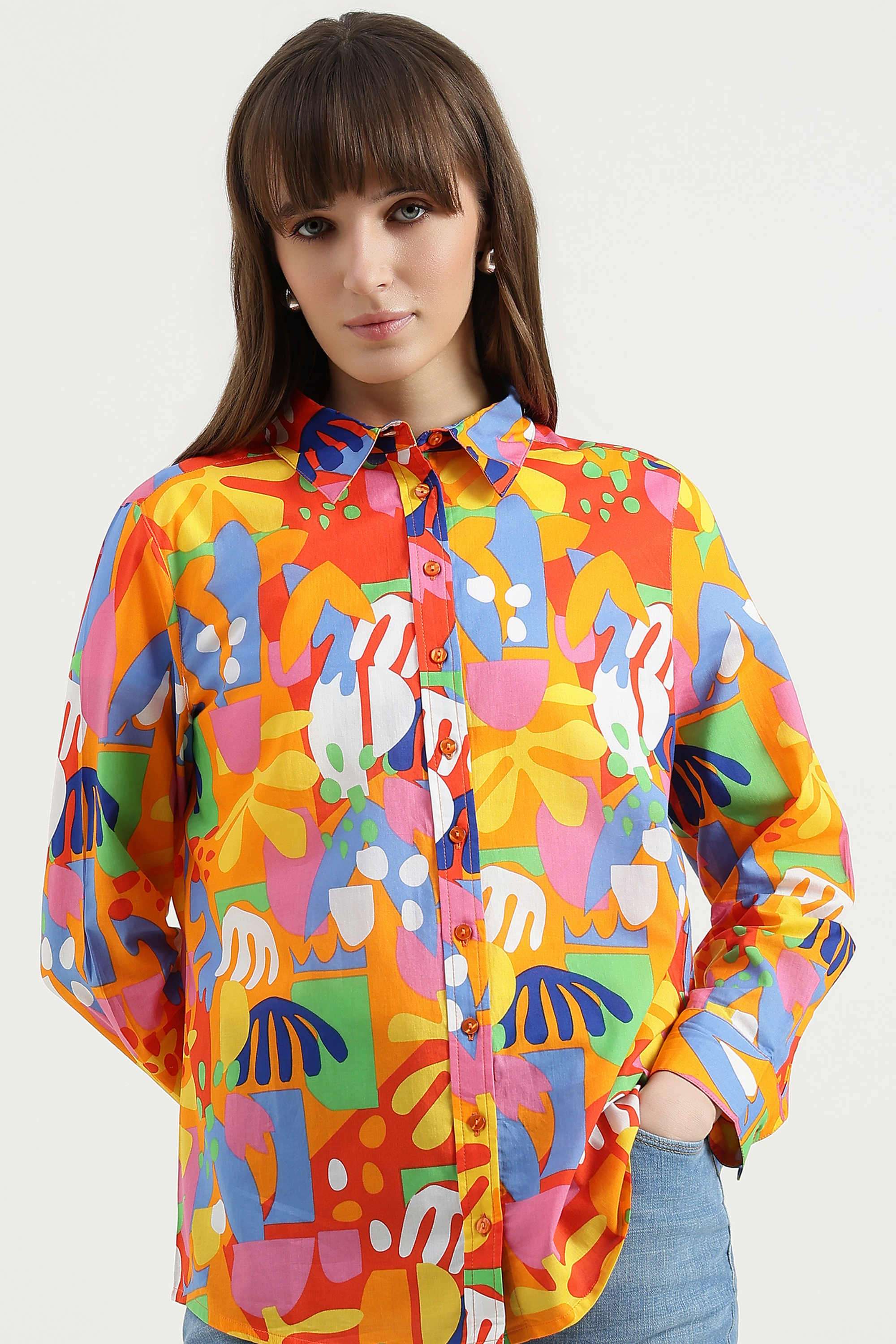 Printed-Cotton-Collared-Women-s-Shirt
