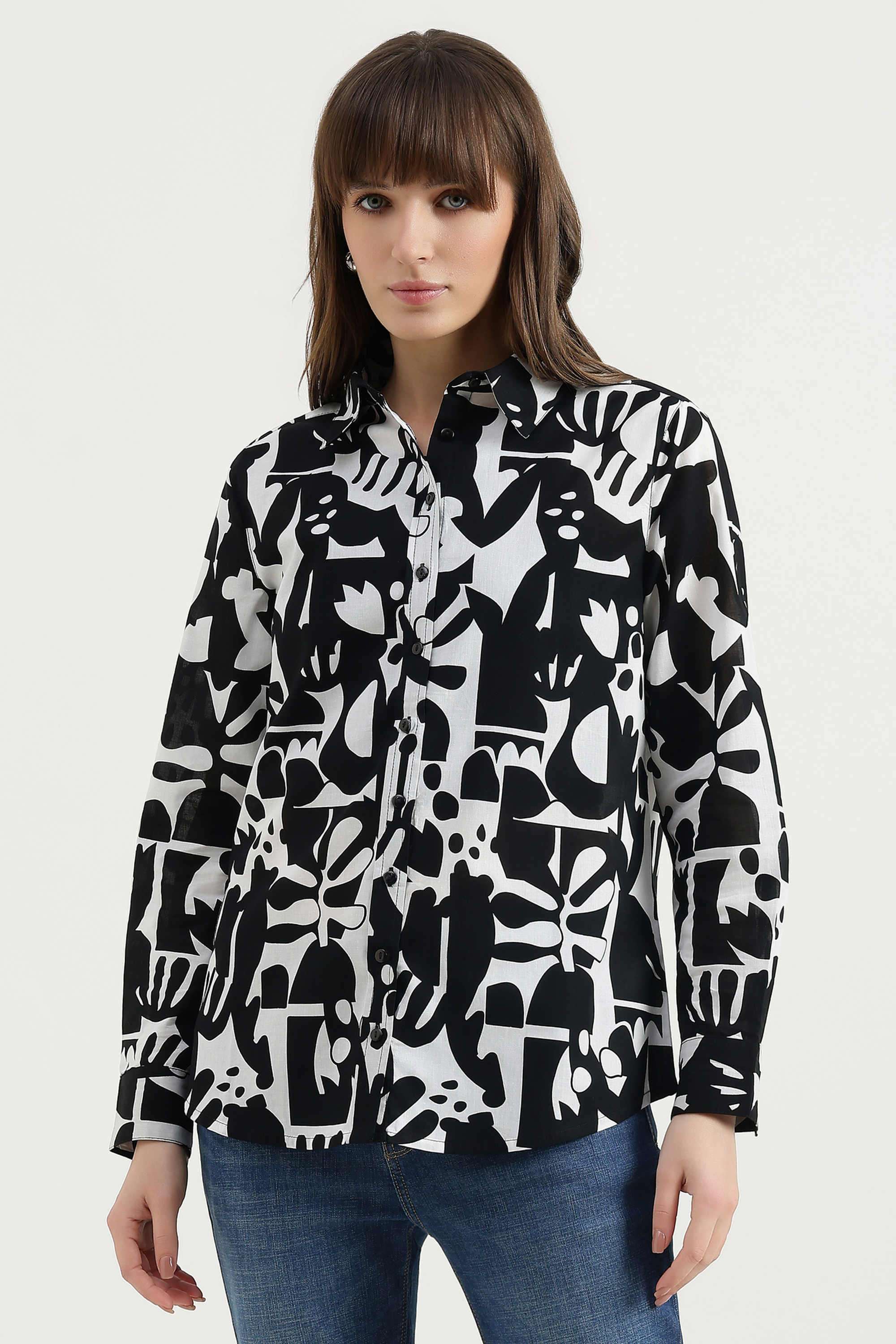 Printed-Cotton-Collared-Women-s-Shirt