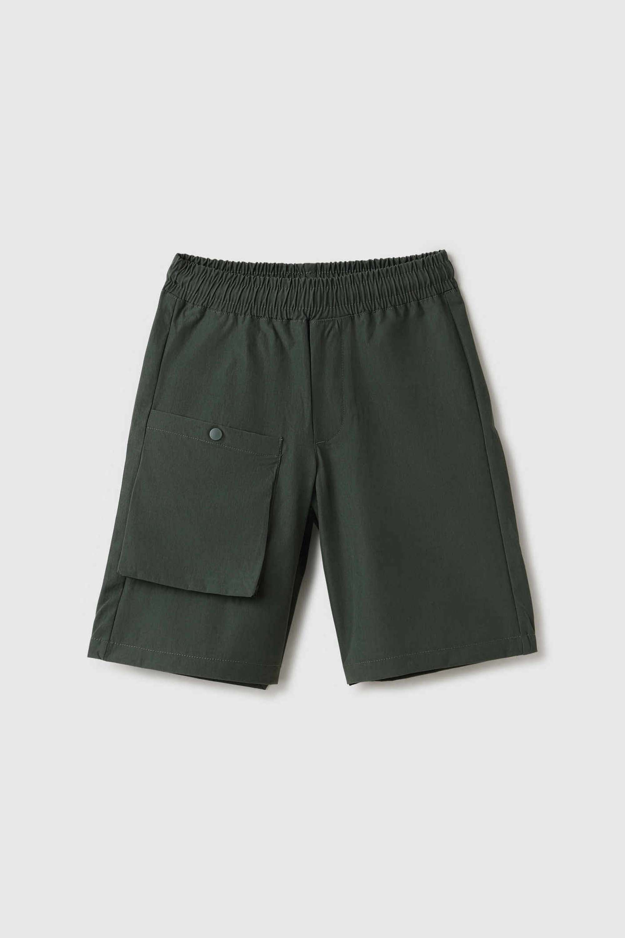 Solid-Polyester-Relaxed-Fit-Boys-Shorts