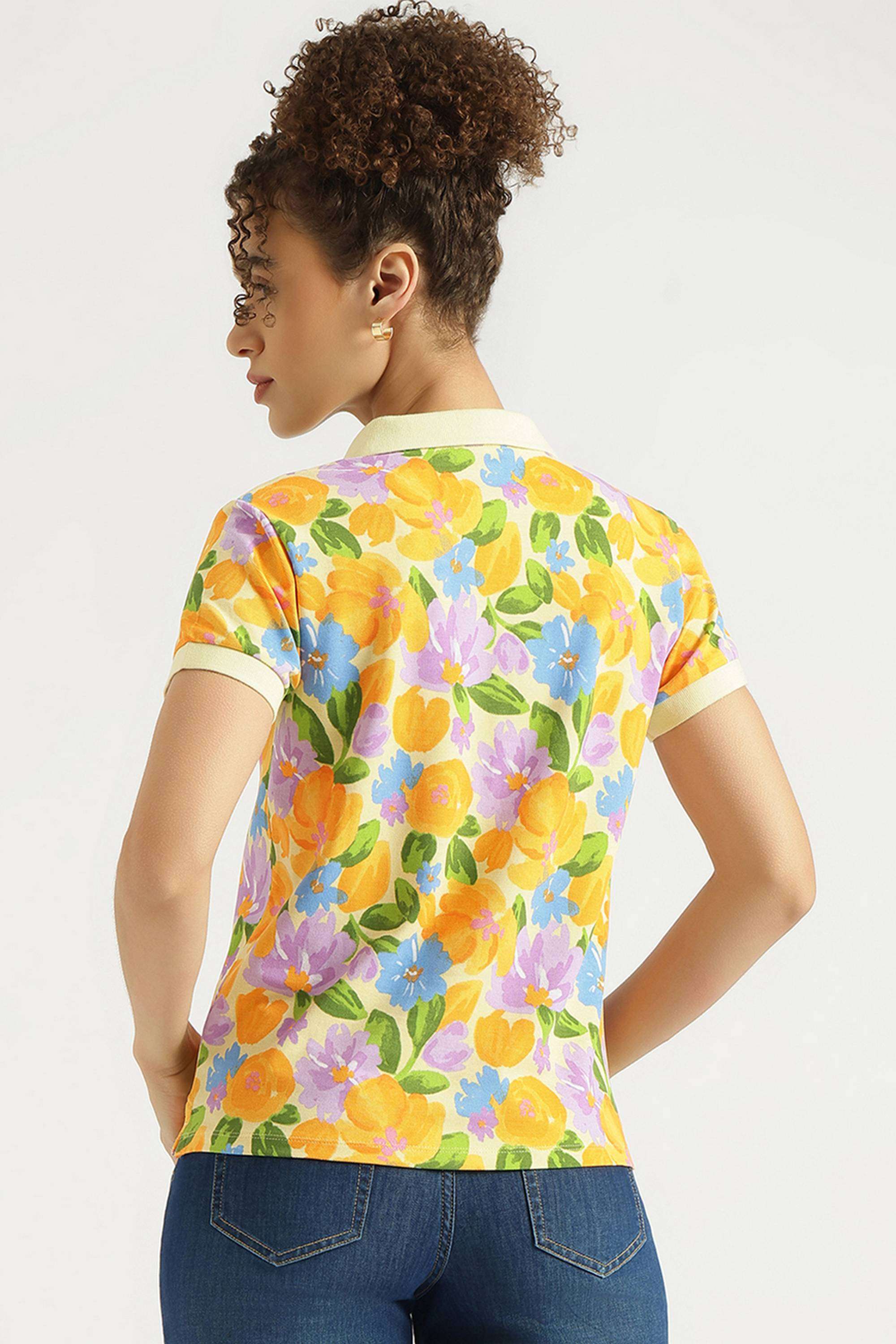 Printed-Blended-Fabric-Polo-Women-s-T-Shirt