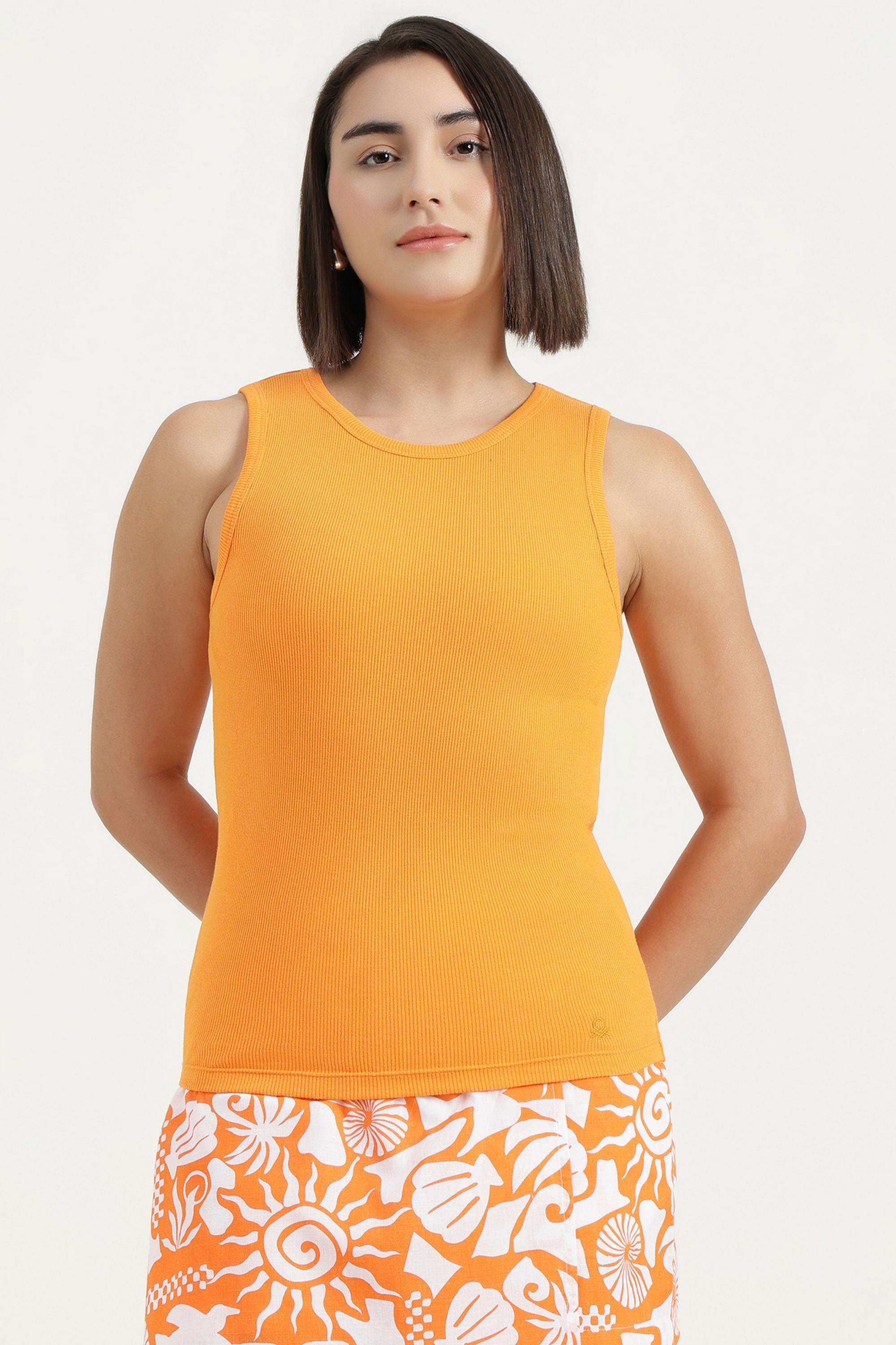 Solid-Blended-Fabric-Round-Neck-Women-s-T-Shirt