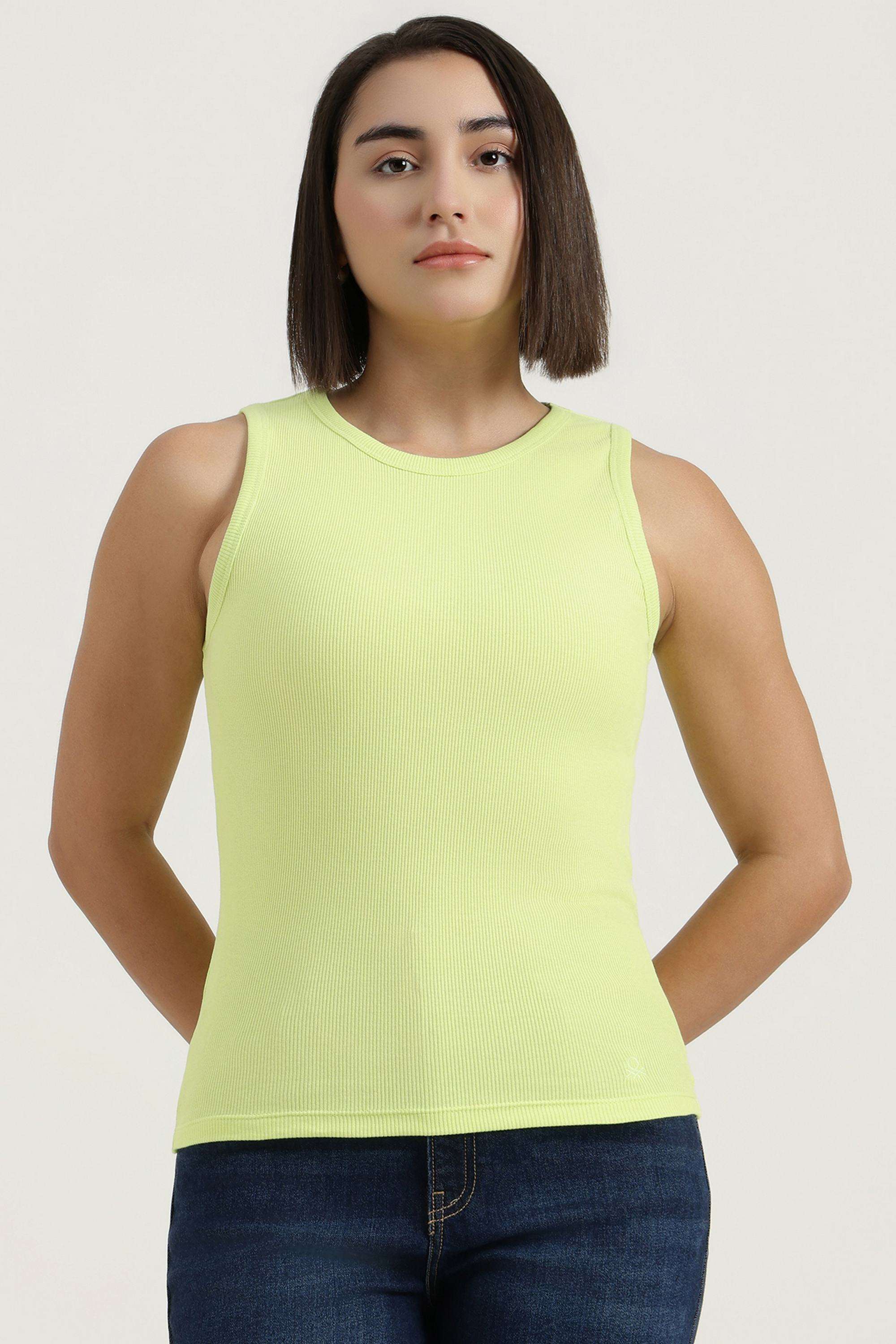 Solid-Blended-Fabric-Round-Neck-Women-s-T-Shirt