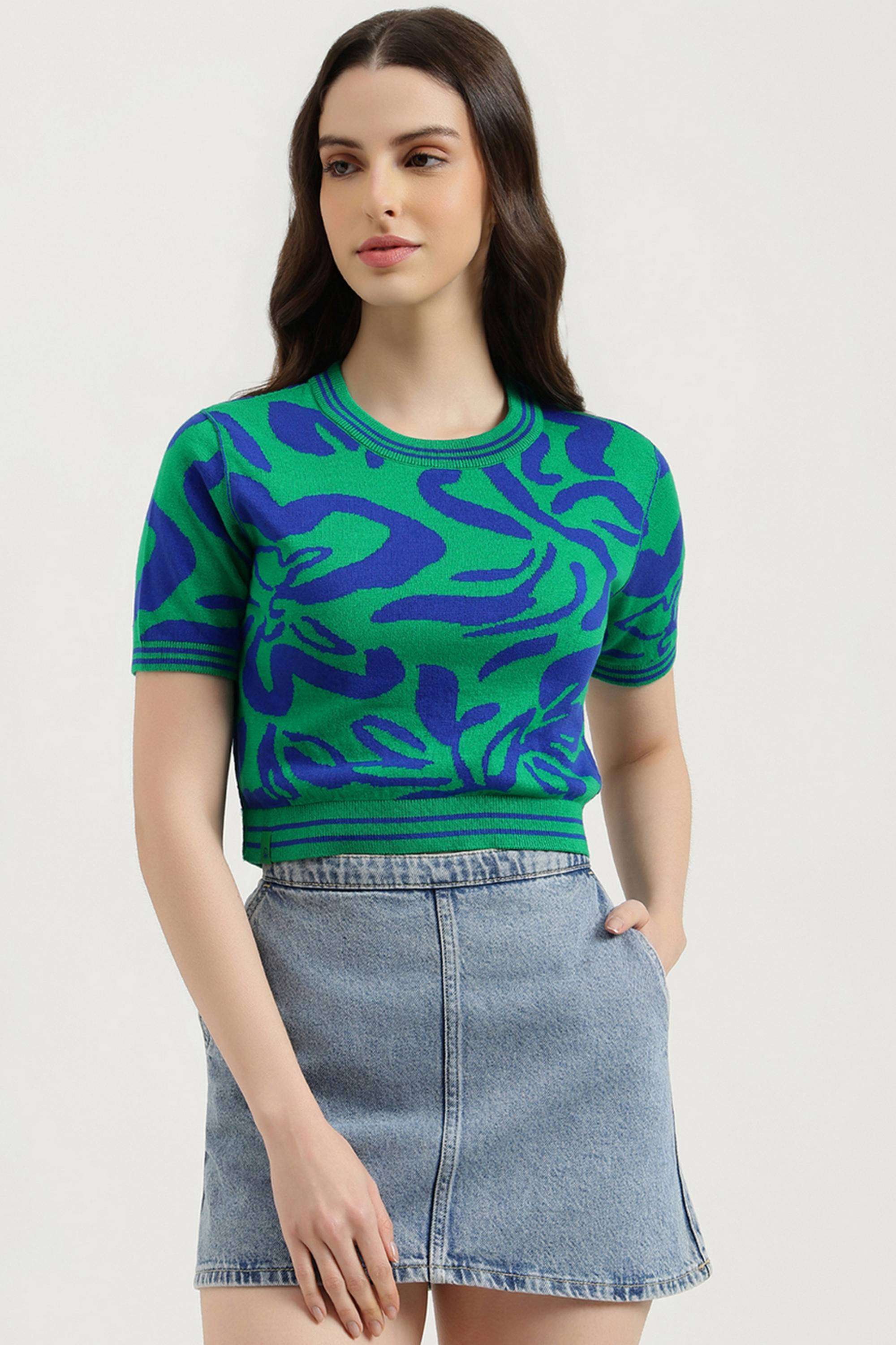 Printed-Cotton-Round-Neck-Women-s-Top