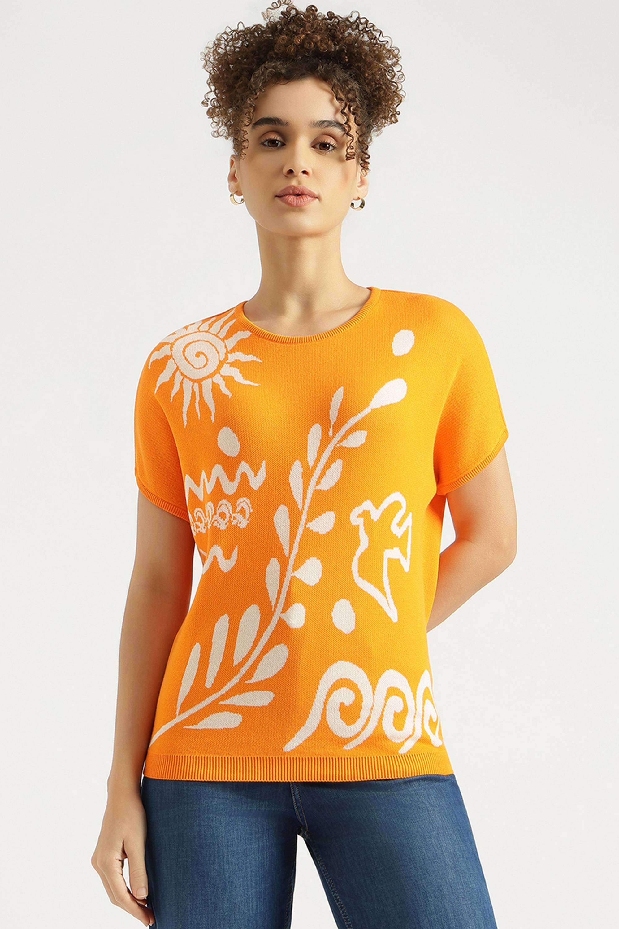 Printed-Cotton-Round-Neck-Women-s-Top