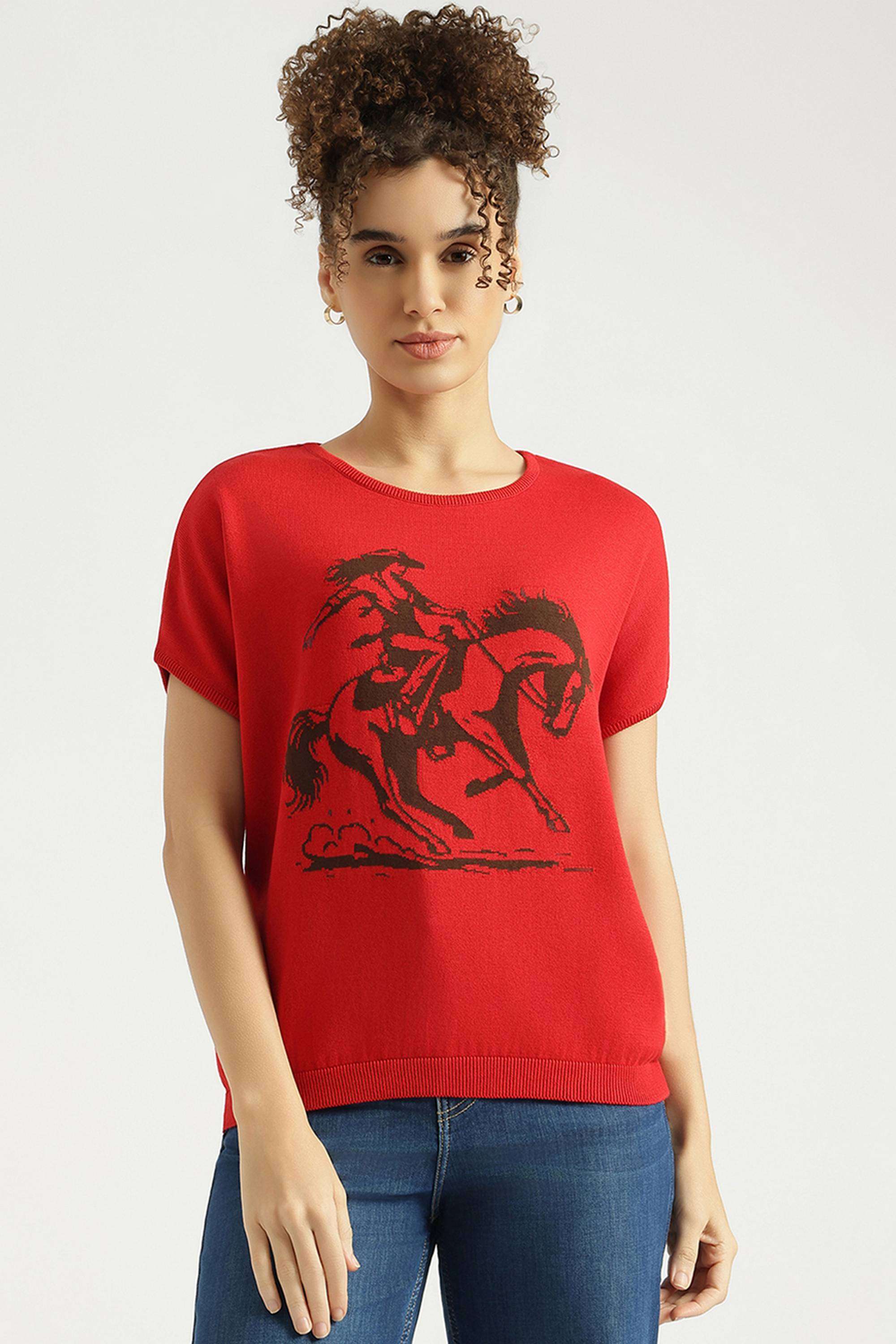 Solid-Cotton-Round-Neck-Women-s-Top