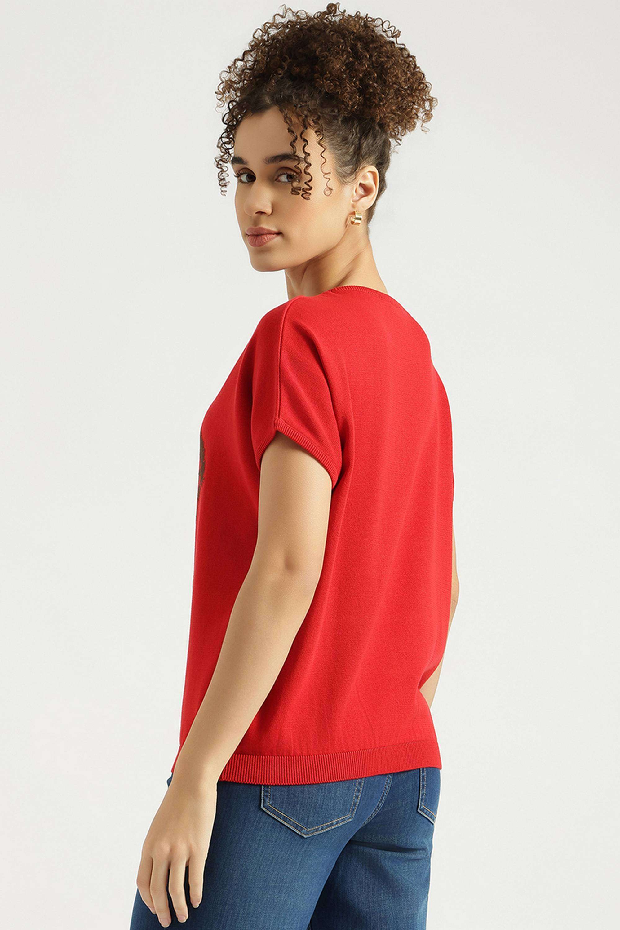 Solid-Cotton-Round-Neck-Women-s-Top