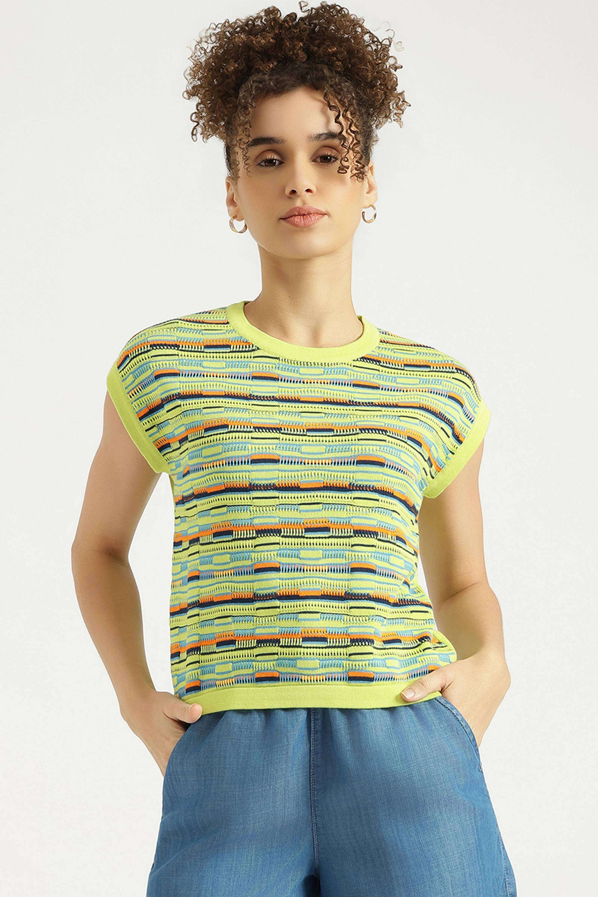 Printed-Cotton-Round-Neck-Women-s-Top