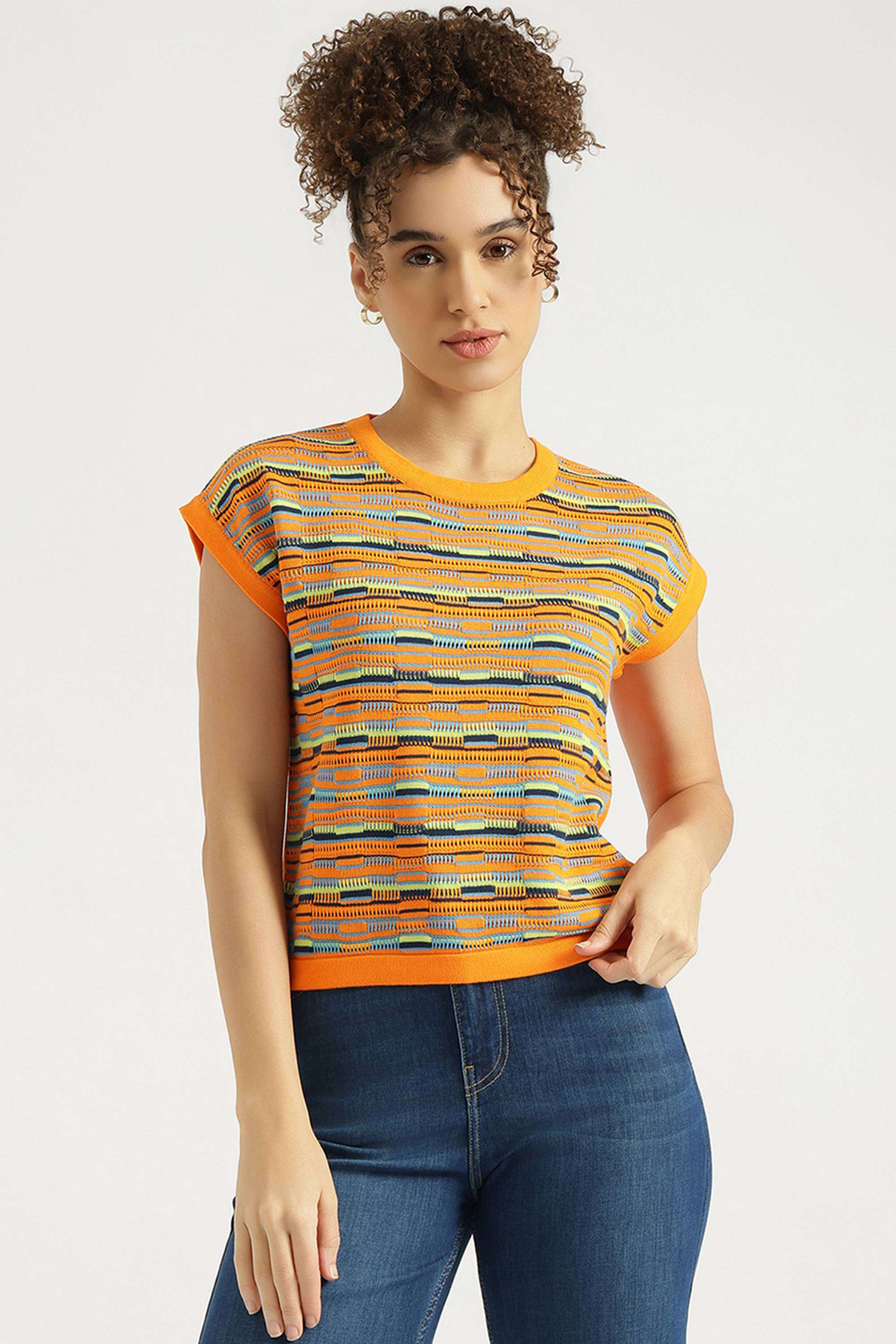 Printed-Cotton-Round-Neck-Women-s-Top