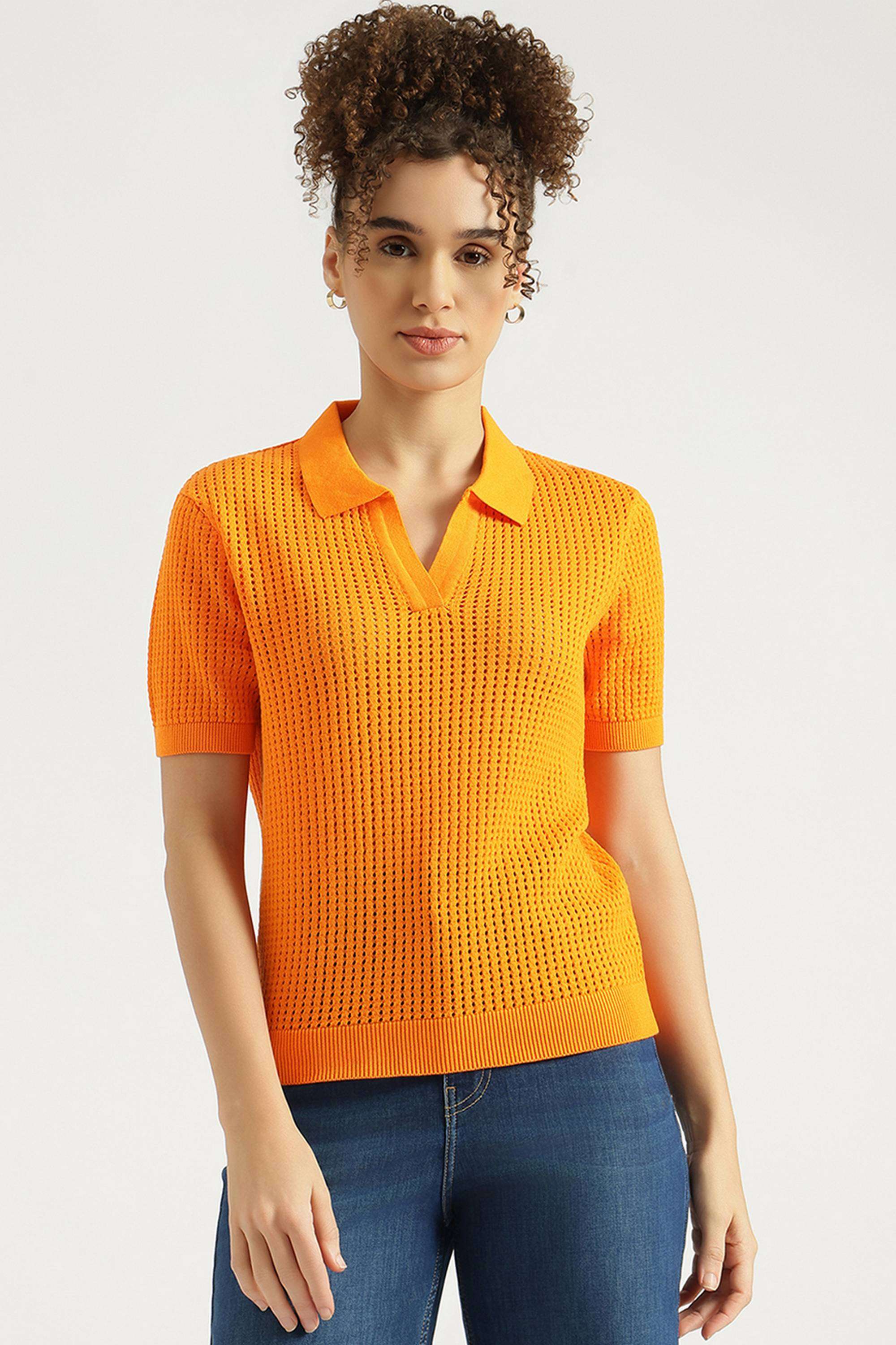 Solid-Cotton-Round-Neck-Women-s-Top