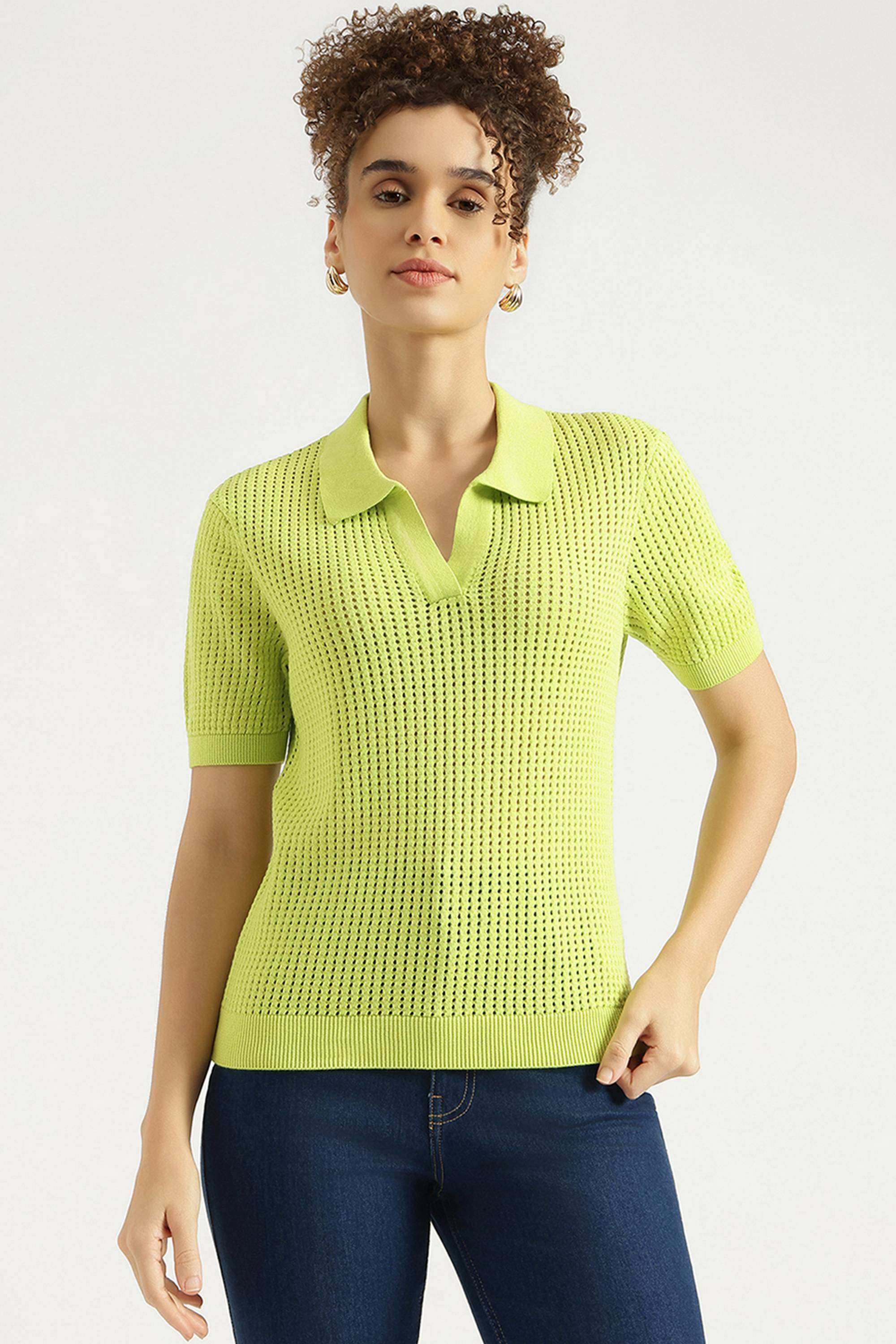 Solid-Cotton-Round-Neck-Women-s-Top