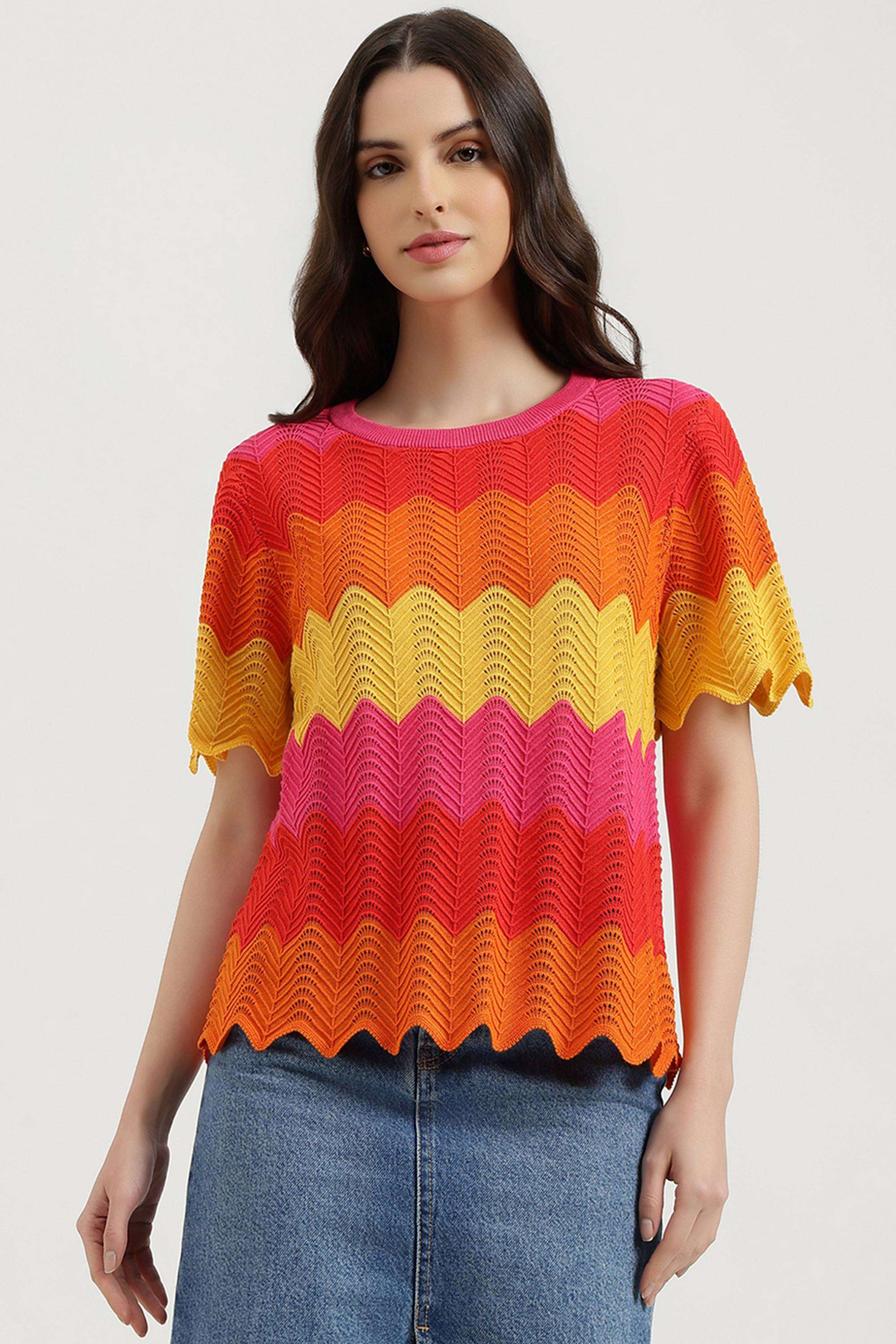 Stripes-Cotton-Round-Neck-Women-s-Top