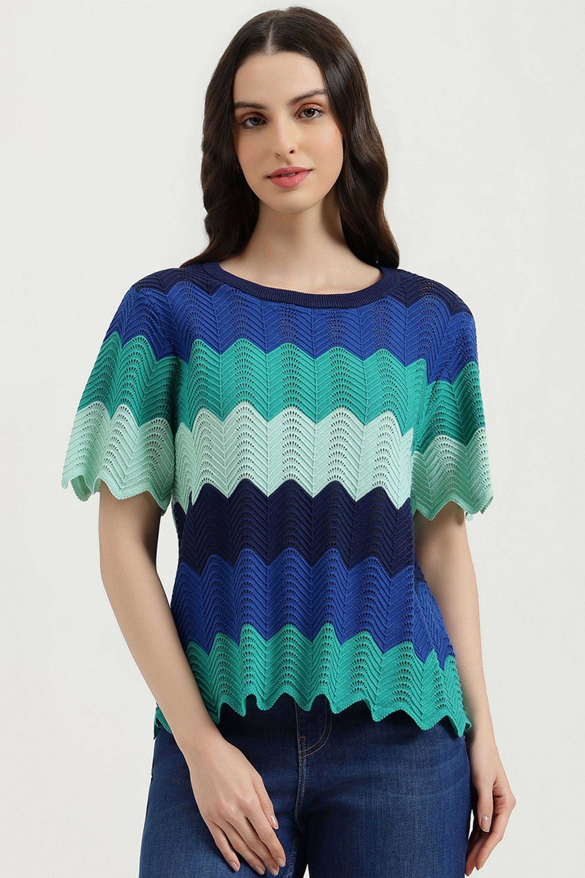 Stripes-Cotton-Round-Neck-Women-s-Top