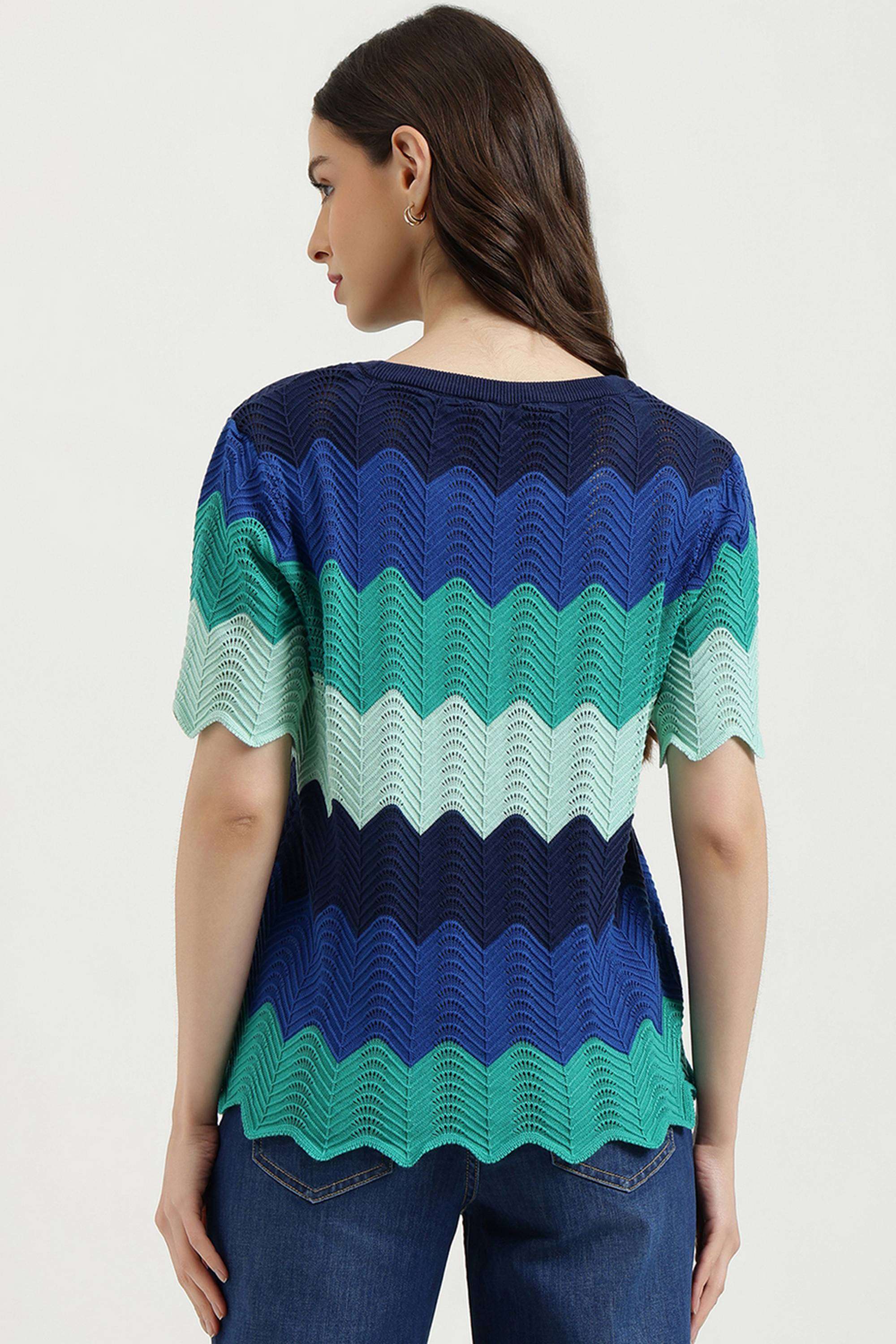 Stripes-Cotton-Round-Neck-Women-s-Top