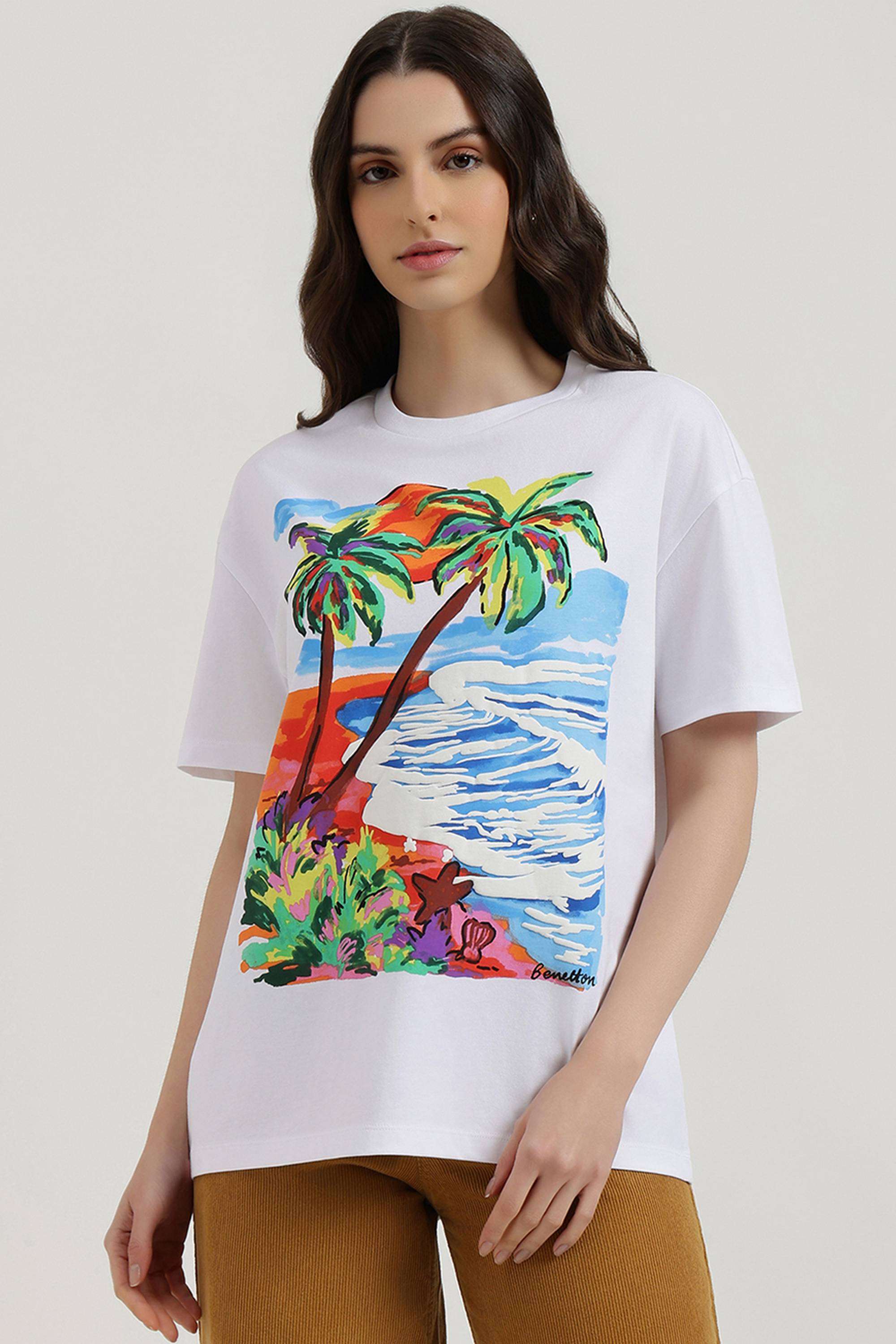 Solid-Cotton-Round-Neck-Women-s-Top
