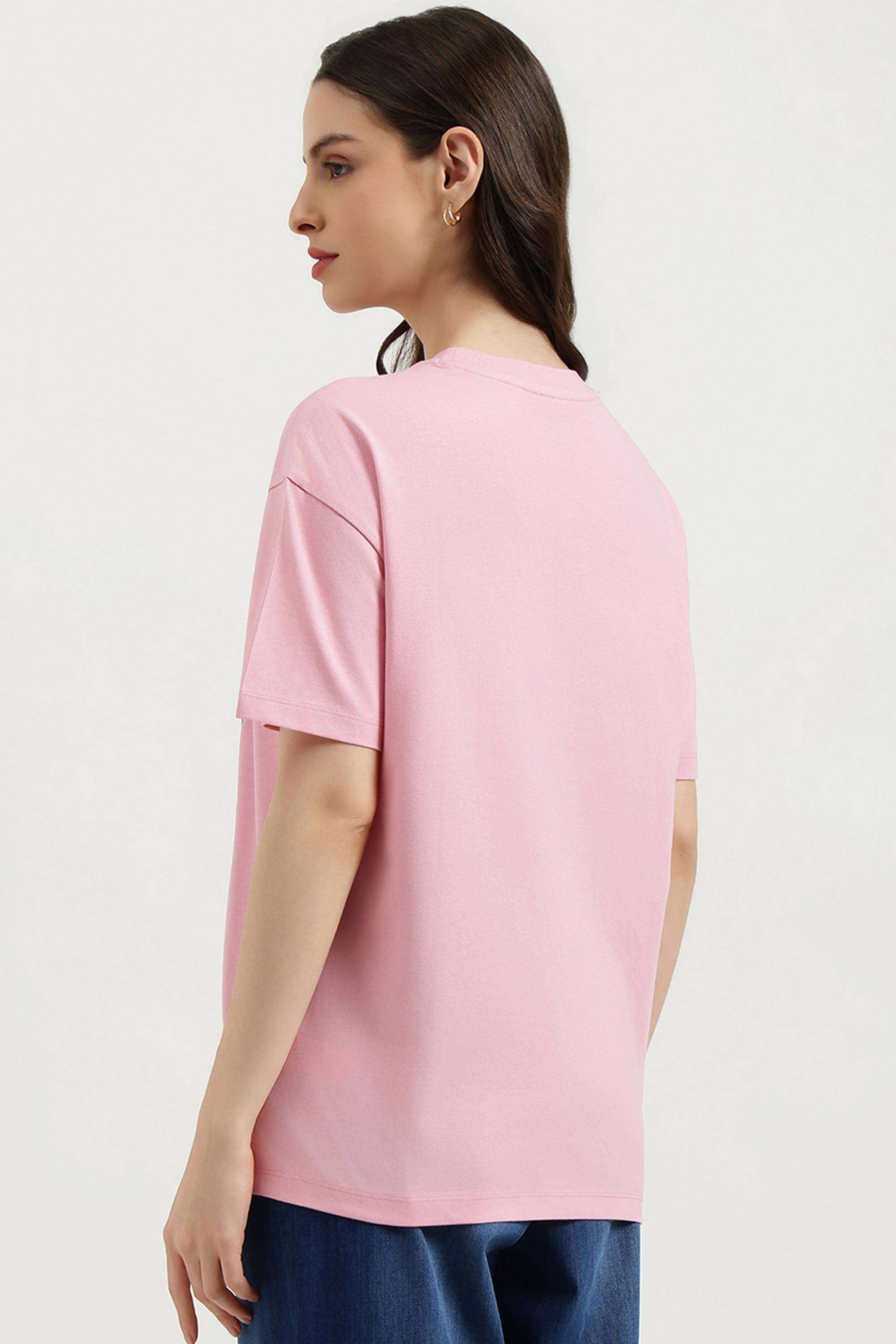 Solid-Cotton-Round-Neck-Women-s-Top