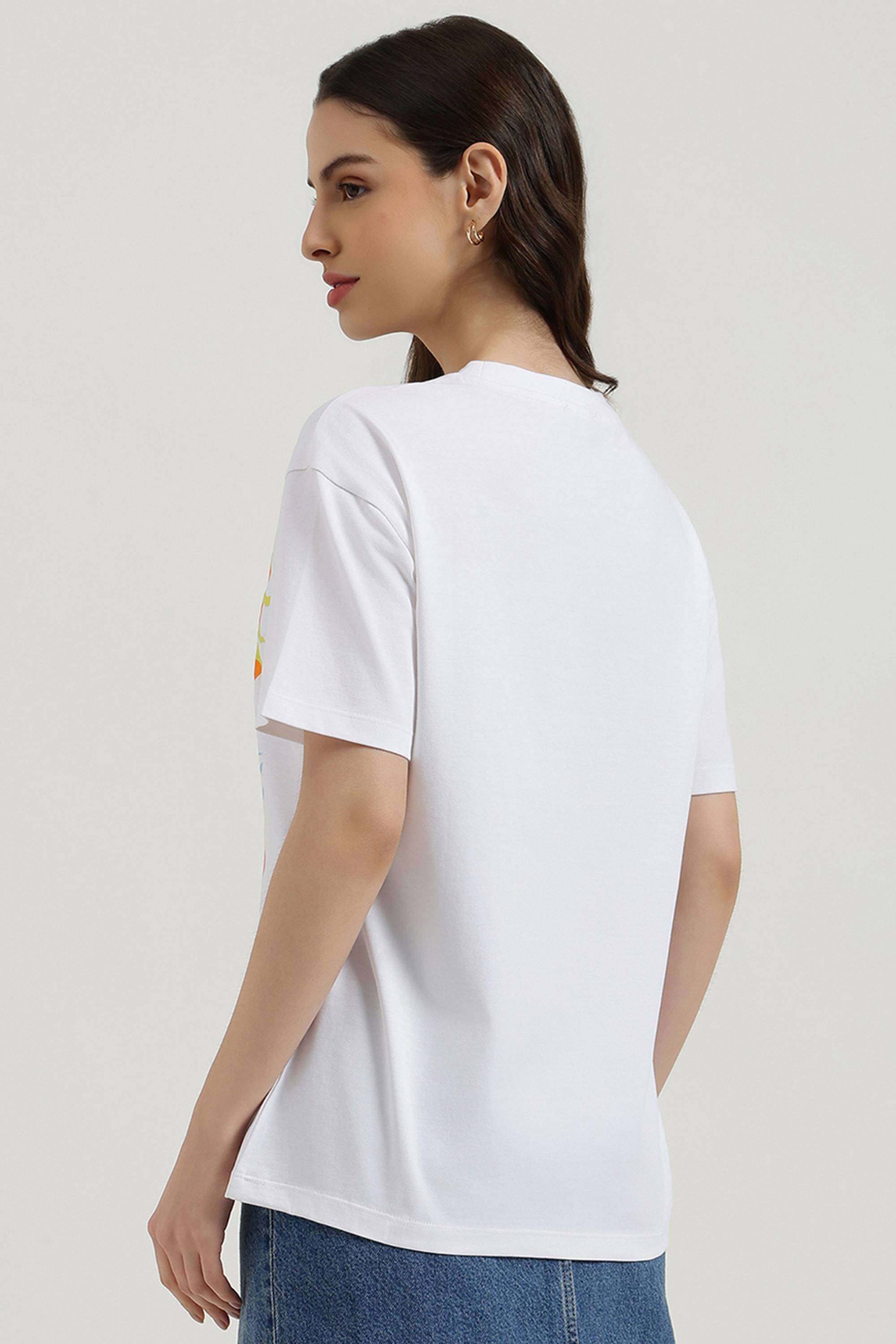 Solid-Cotton-Blend-Round-Neck-Women-s-Top