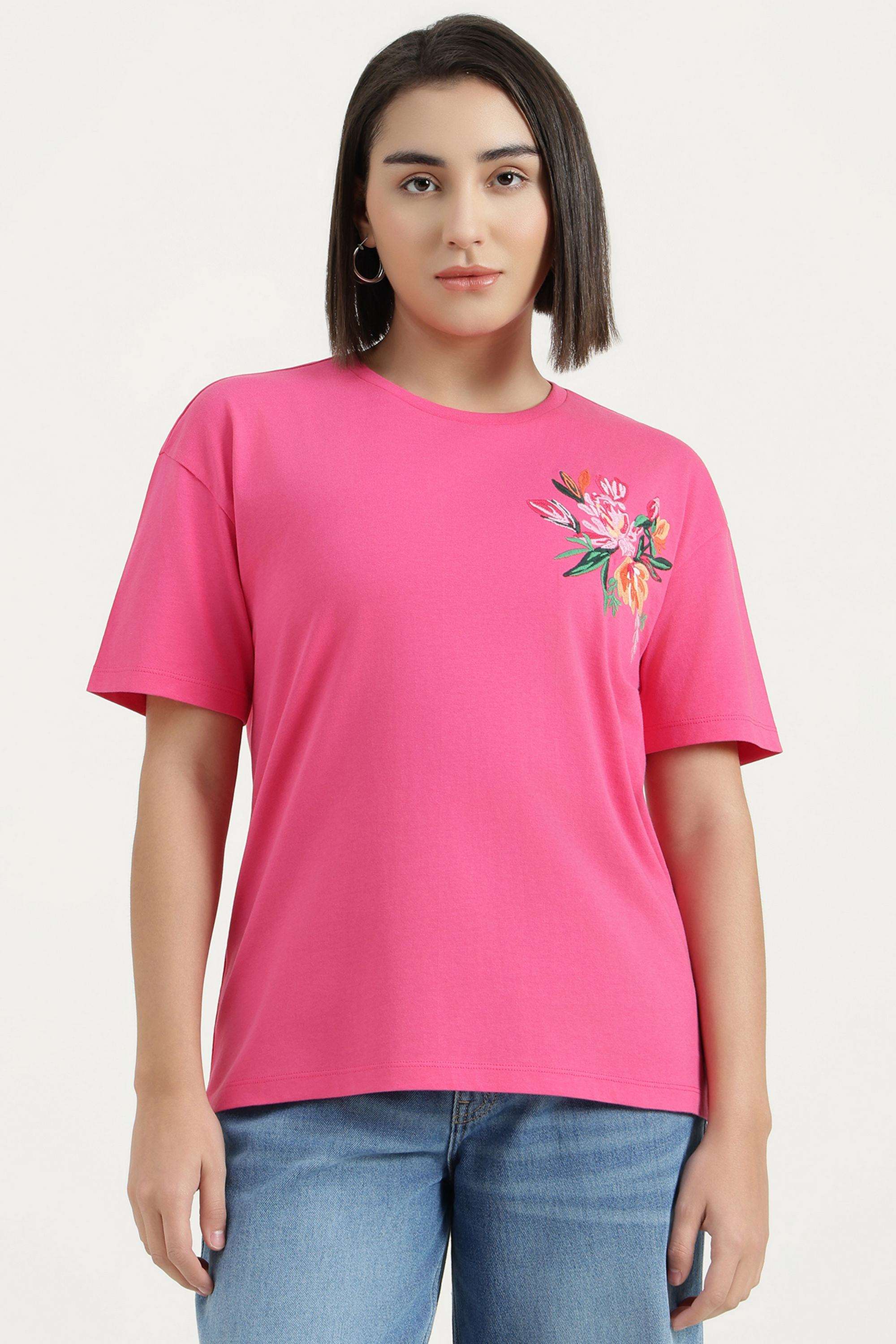 Solid-Cotton-Round-Neck-Women-s-Top